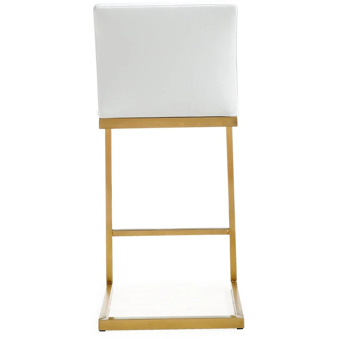 Parma Performance Vegan Leather and Gold Stainless Steel Counter Stool - Set of 2