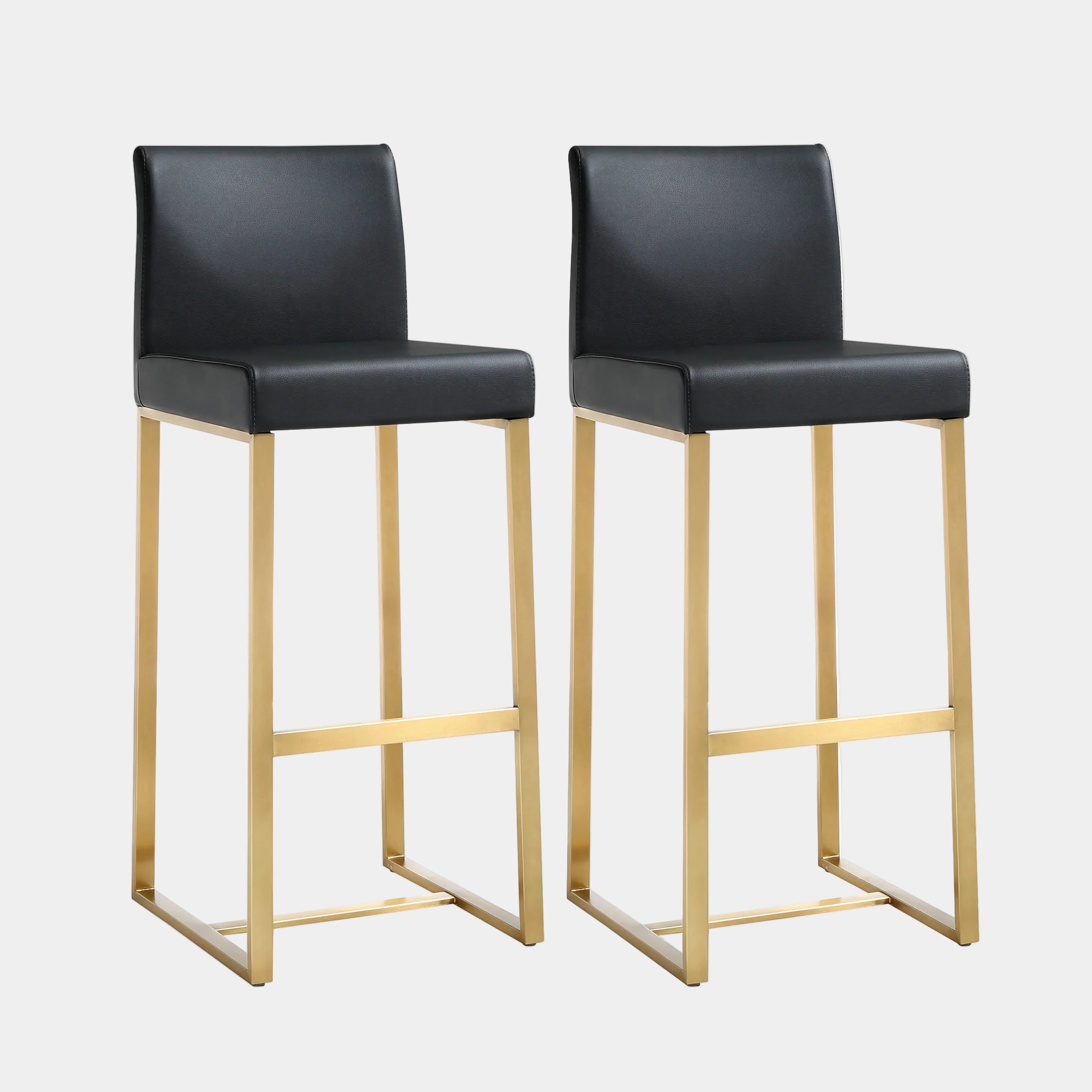 Denmark Performance Vegan Leather Stool with Gold Base - Set of 2