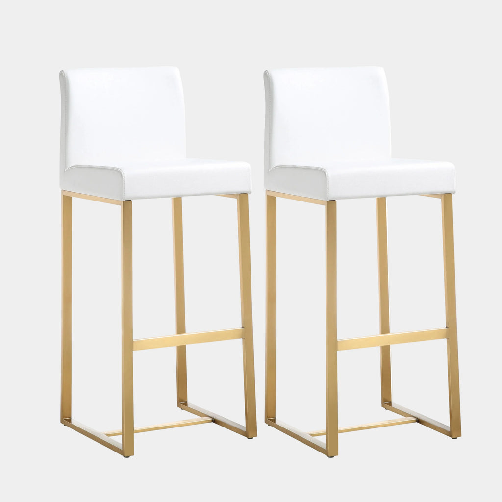 Denmark Performance Vegan Leather Stool with Gold Base - Set of 2