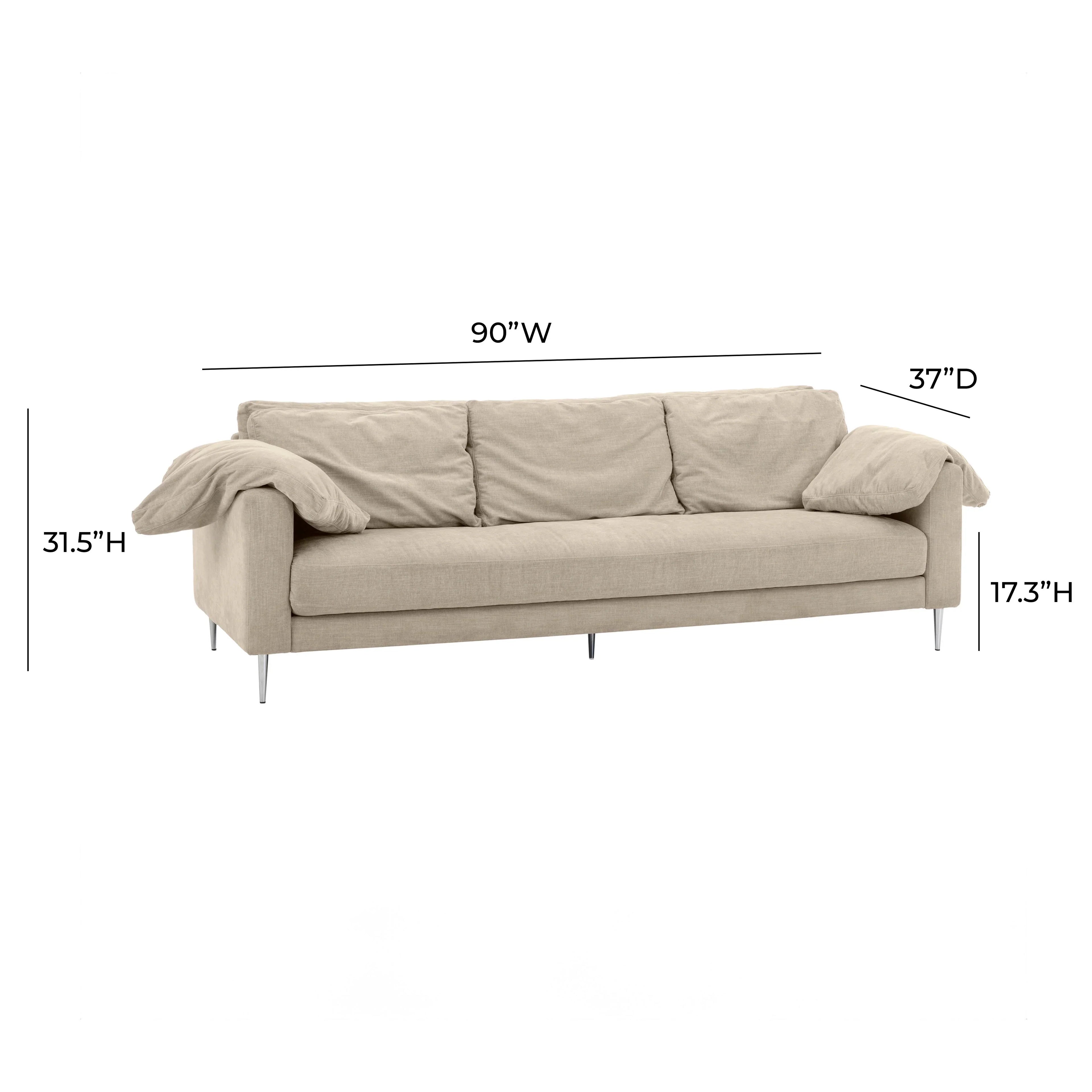 Vari 90" Textured Performance Velvet Lounge Sofa