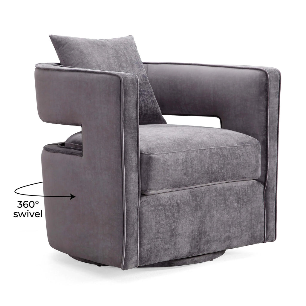 Kennedy Performance Velvet Swivel Accent Chair