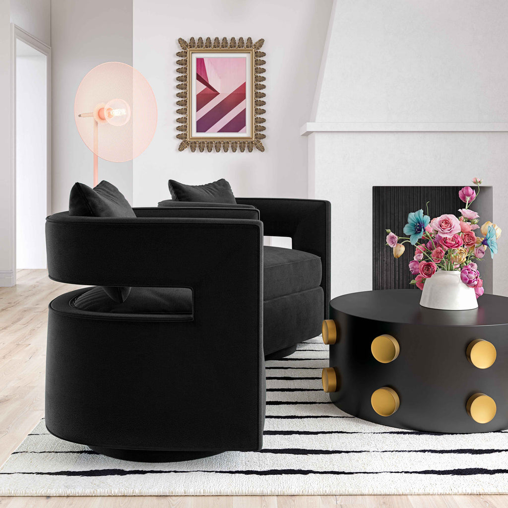 Kennedy Performance Velvet Swivel Accent Chair