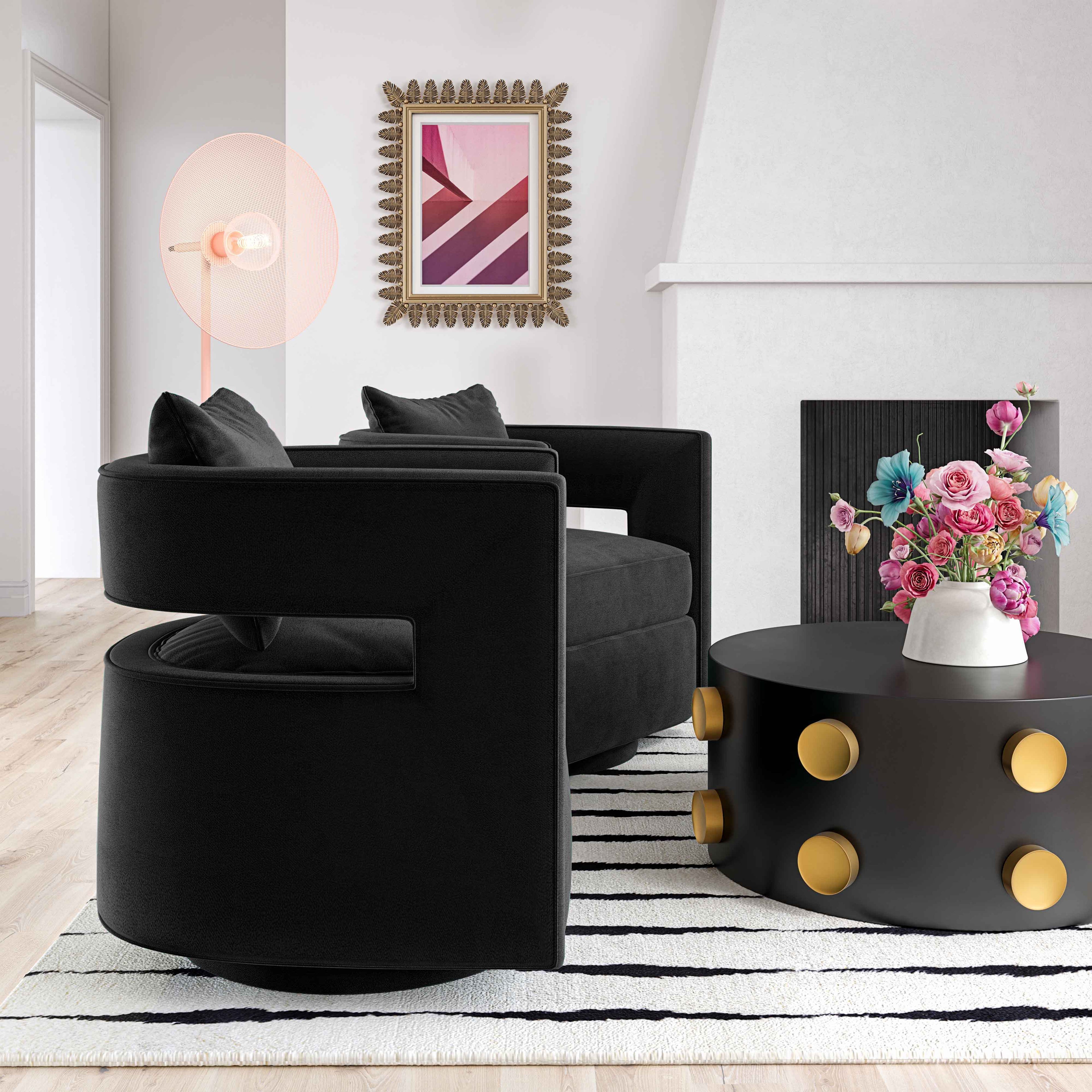 Kennedy Performance Velvet Swivel Accent Chair