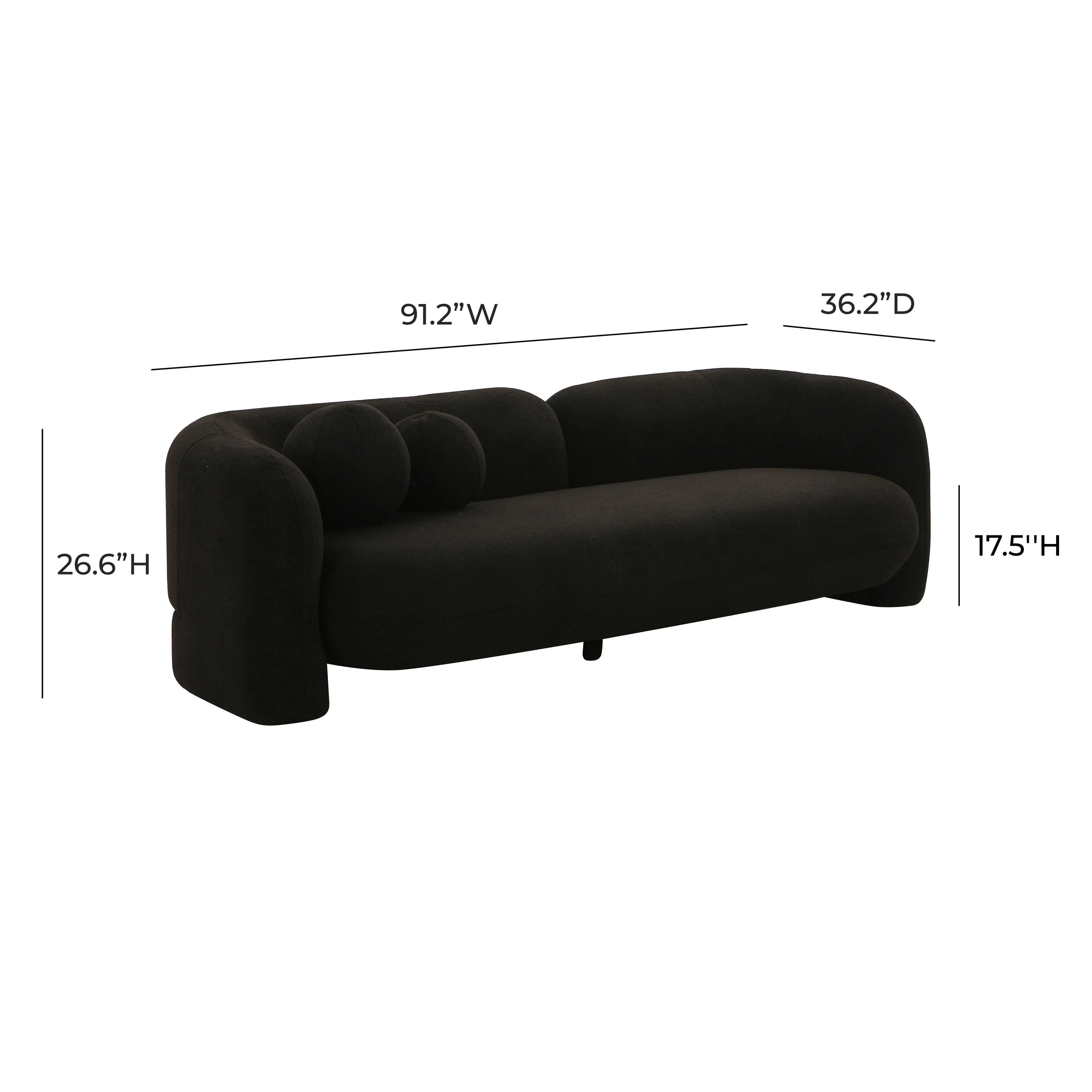 Amelie 91" Contract-Grade Faux Fur Sofa