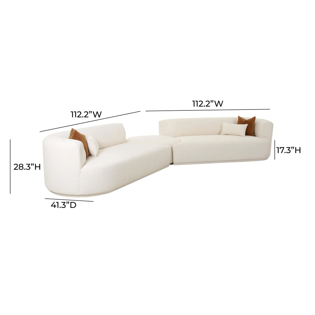 Fickle 3-Piece Cream Performance Boucle Modular Sectional