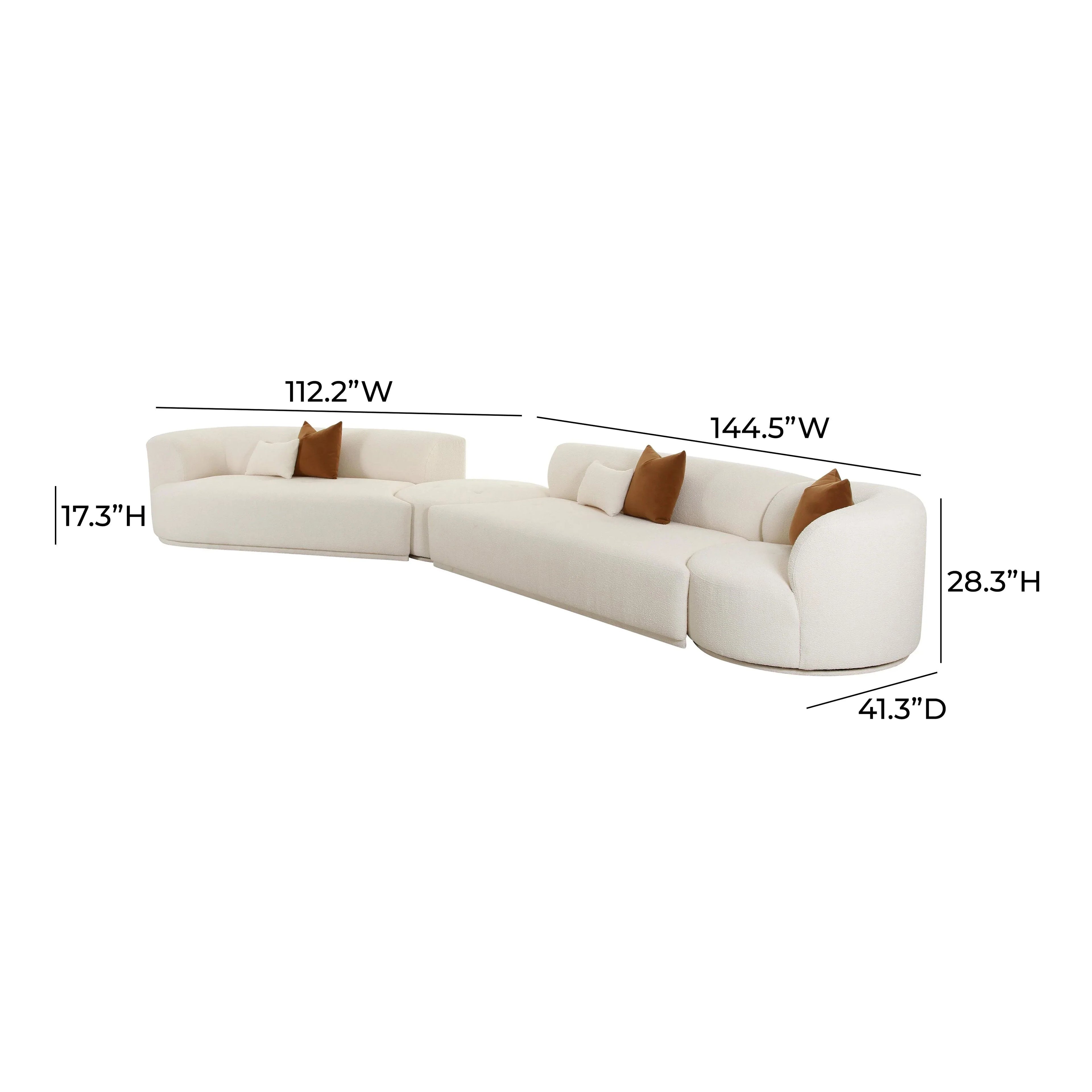 Fickle 4-Piece Cream Performance Boucle Modular Sectional