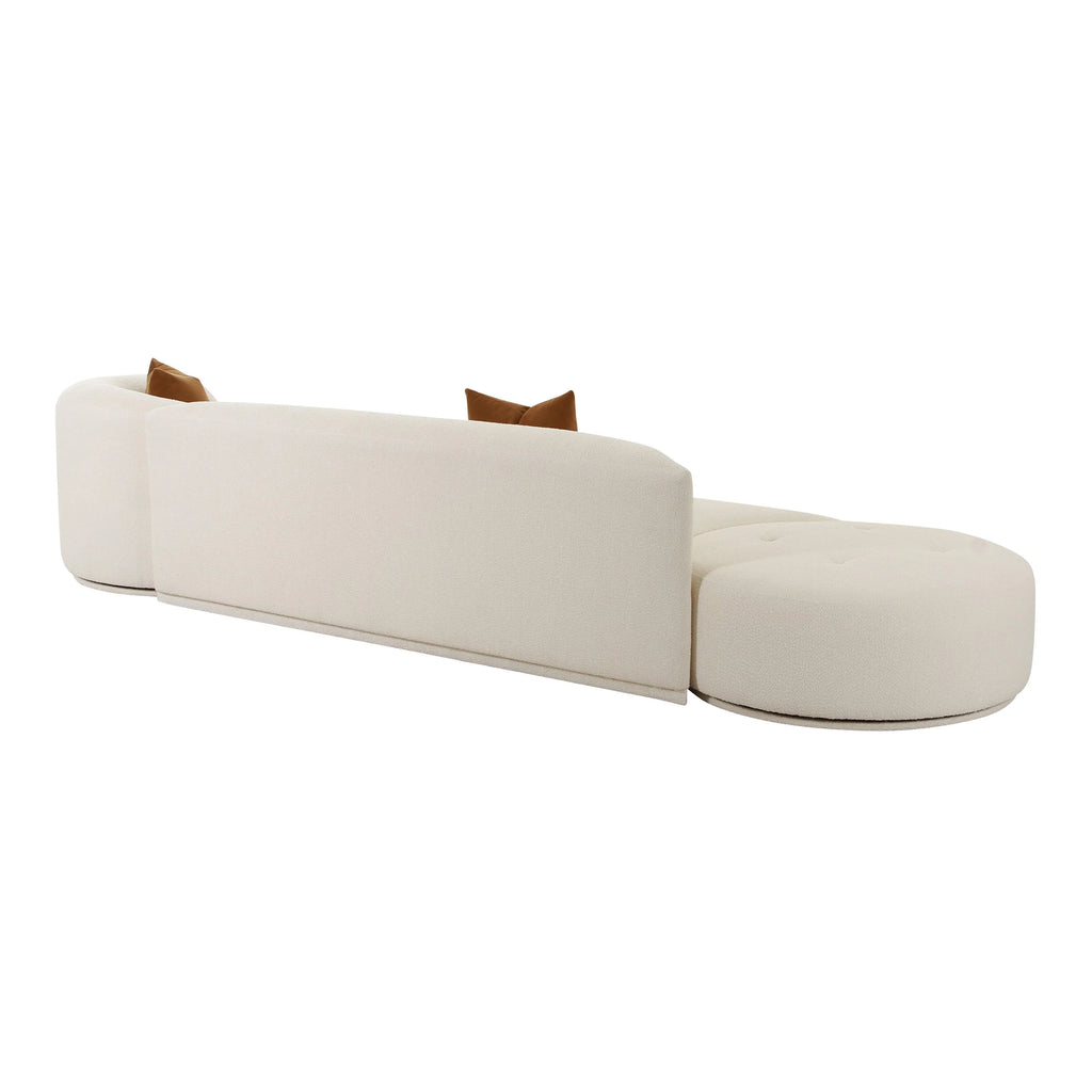 Fickle 144" 3-Piece Cream Performance Boucle Chaise Modular Sofa