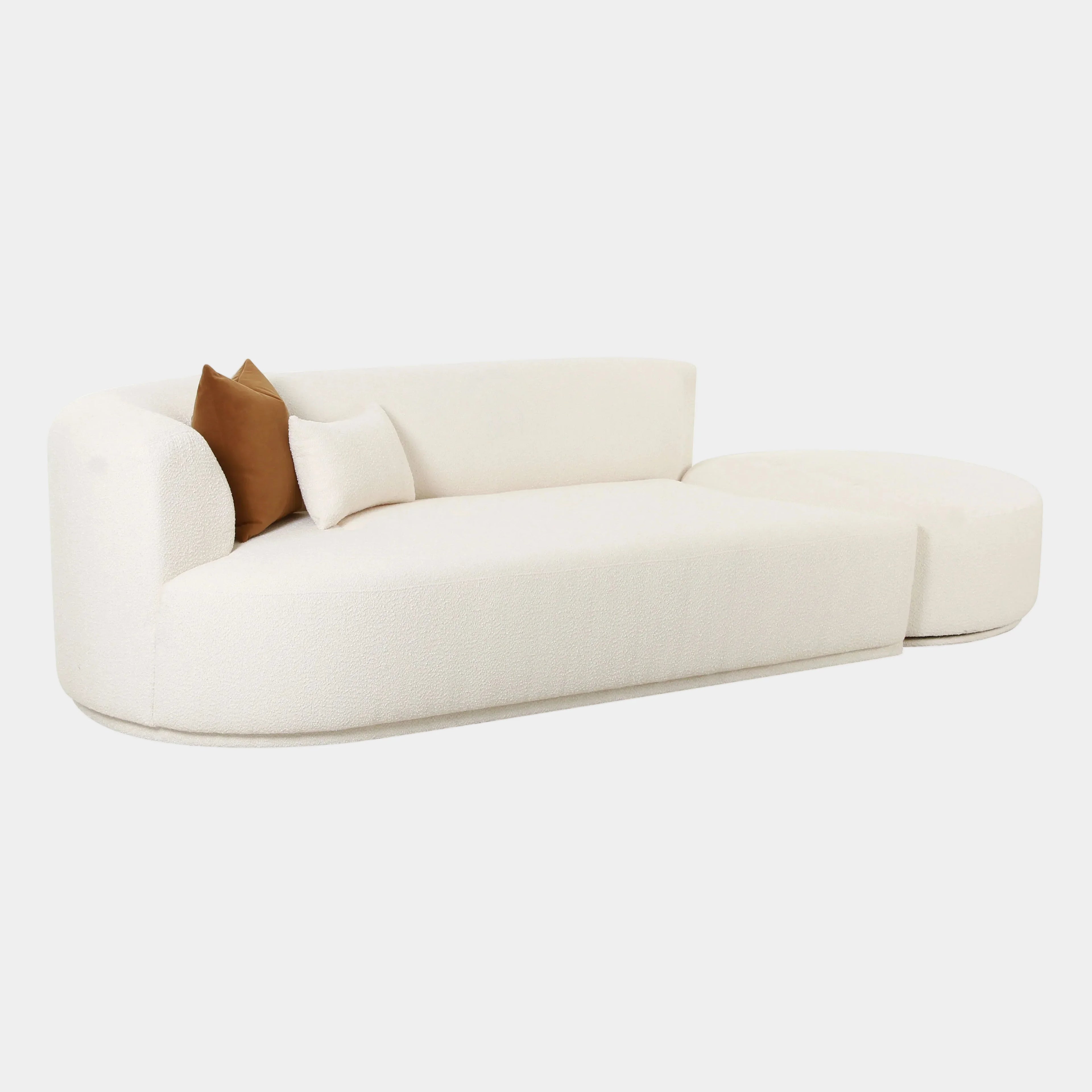 Fickle 112" 2-Piece Cream Performance Boucle Chaise Modular Sofa