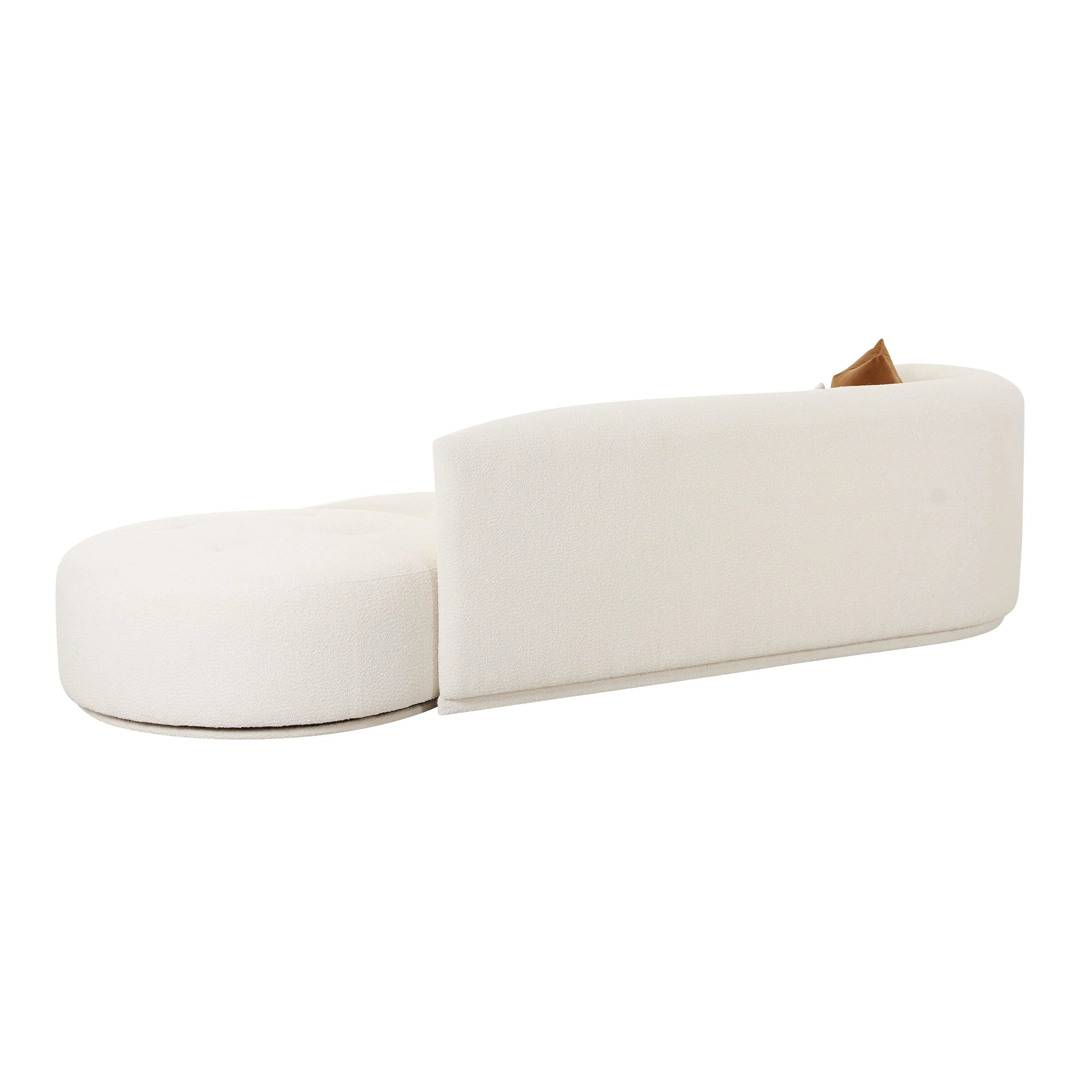 Fickle 112" 2-Piece Cream Performance Boucle Chaise Modular Sofa