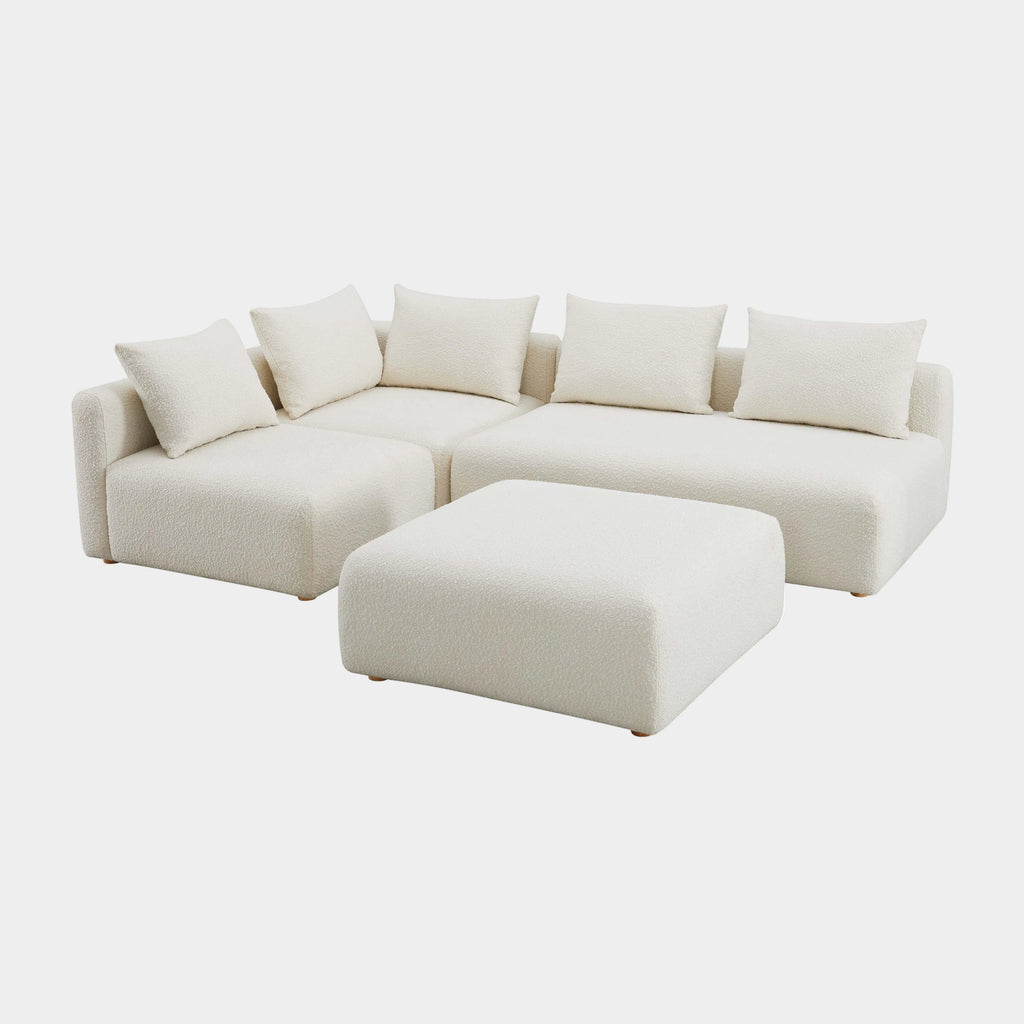 Hangover 4-Piece Cream Performance Boucle Modular Chaise Sectional