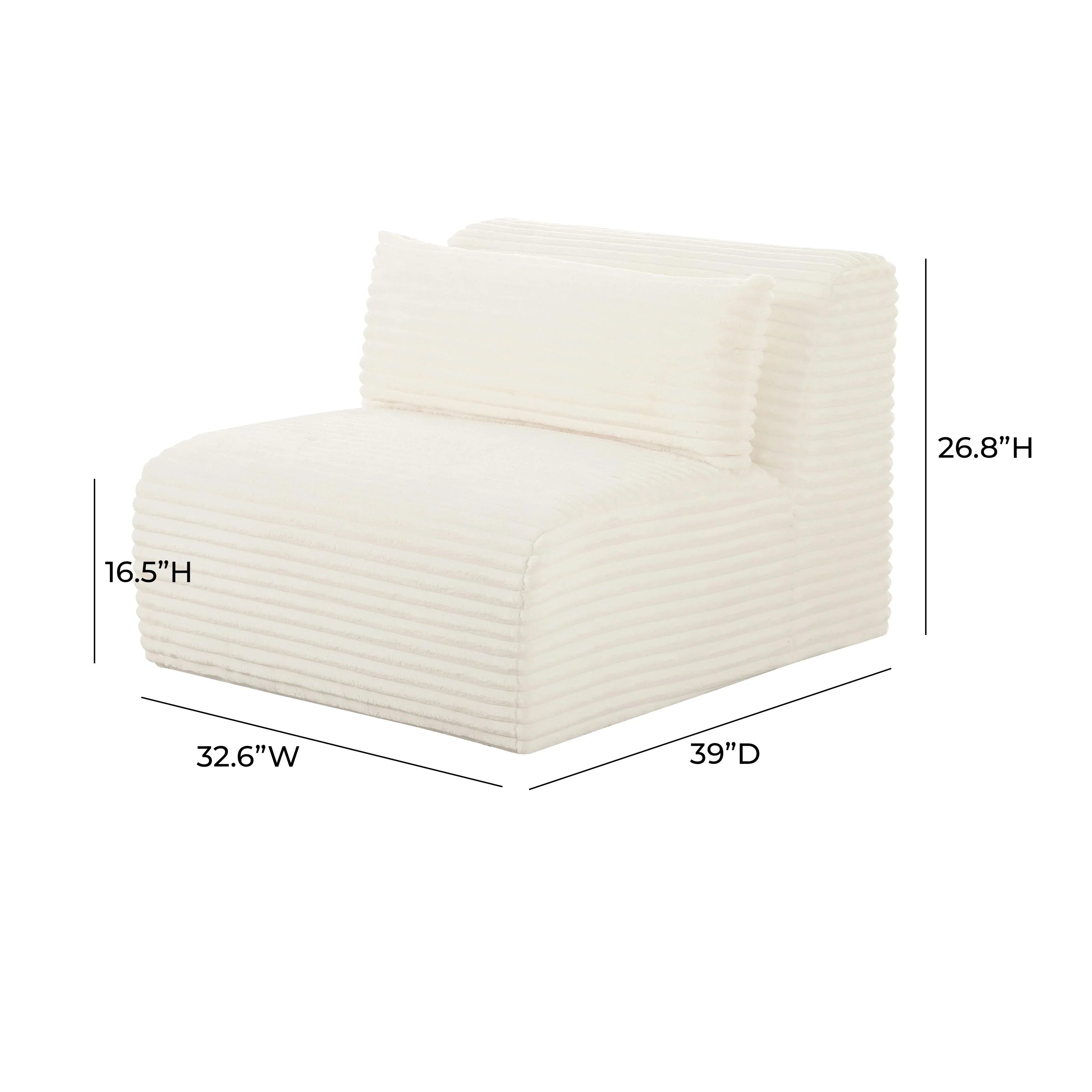 Tarra Fluffy Oversized Performance Corduroy Modular Armless Chair