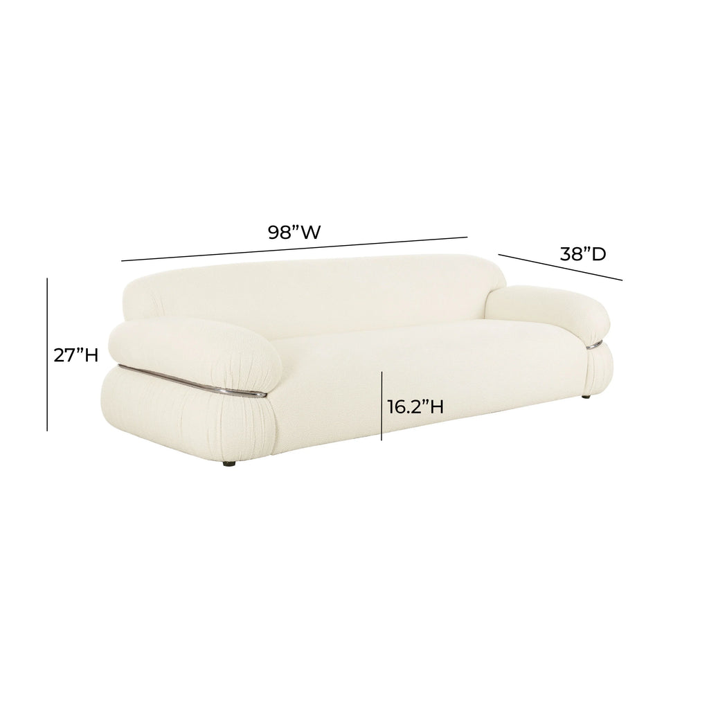 Leyla 98" Cream Performance Boucle Sofa