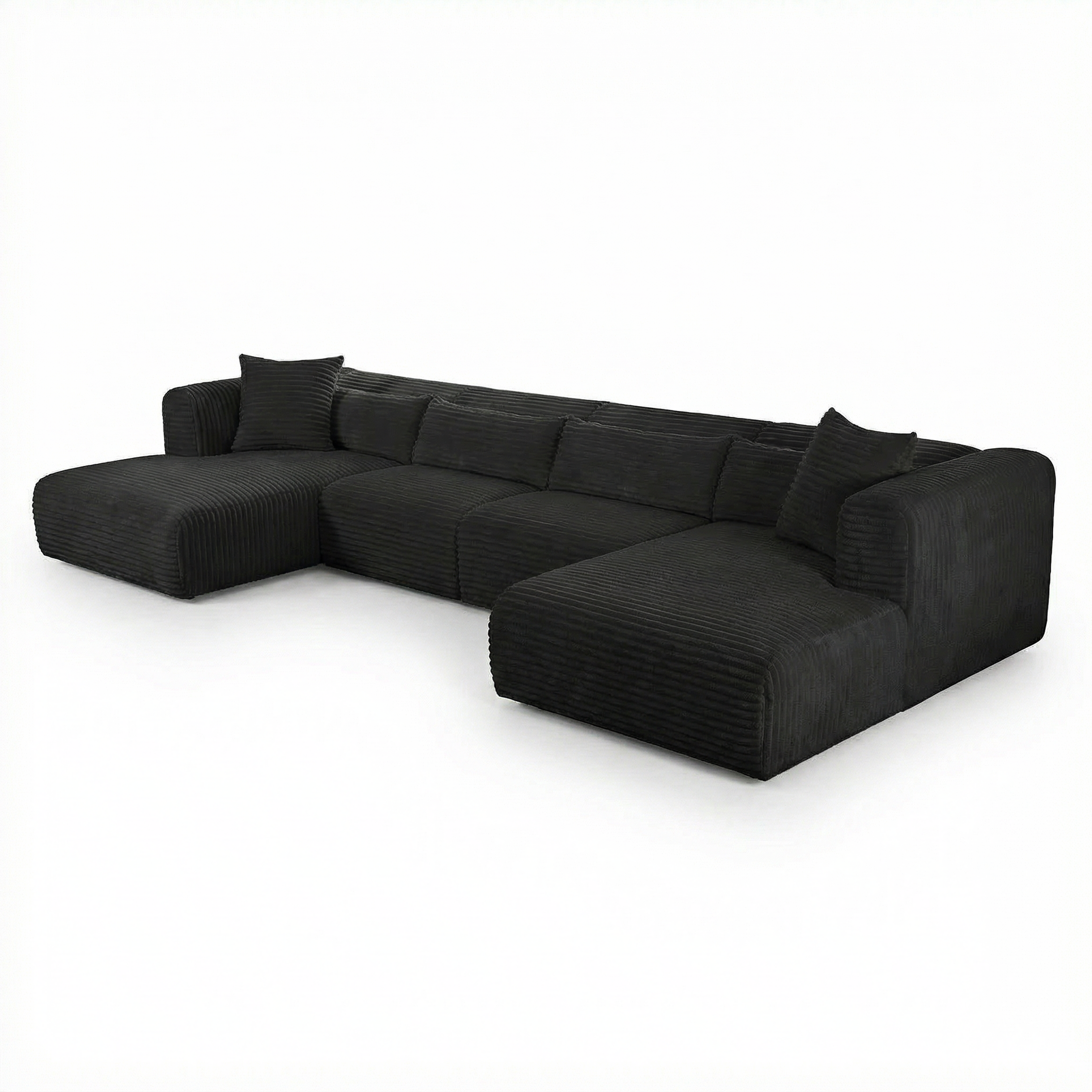Tarra 4-Piece Fluffy Oversized Performance Corduroy Modular U-Sectional