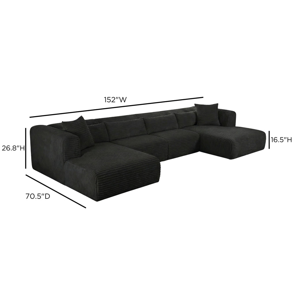 Tarra 4-Piece Fluffy Oversized Performance Corduroy Modular U-Sectional