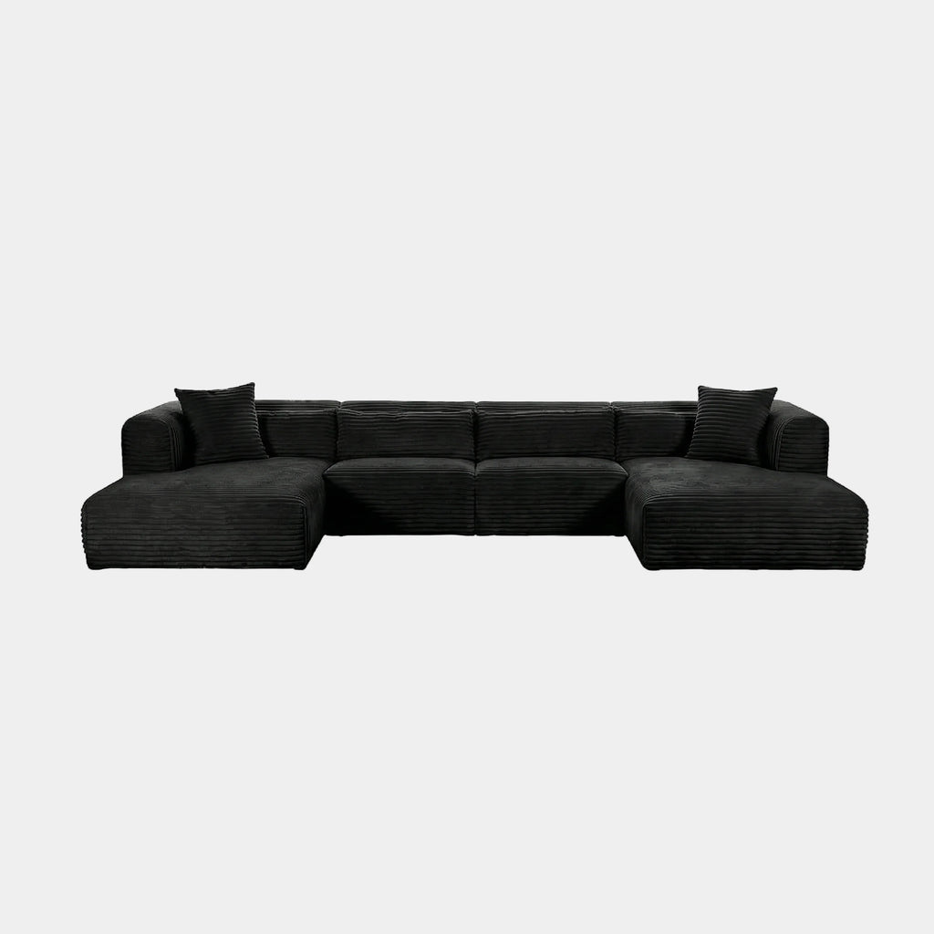 Tarra 4-Piece Fluffy Oversized Performance Corduroy Modular U-Sectional