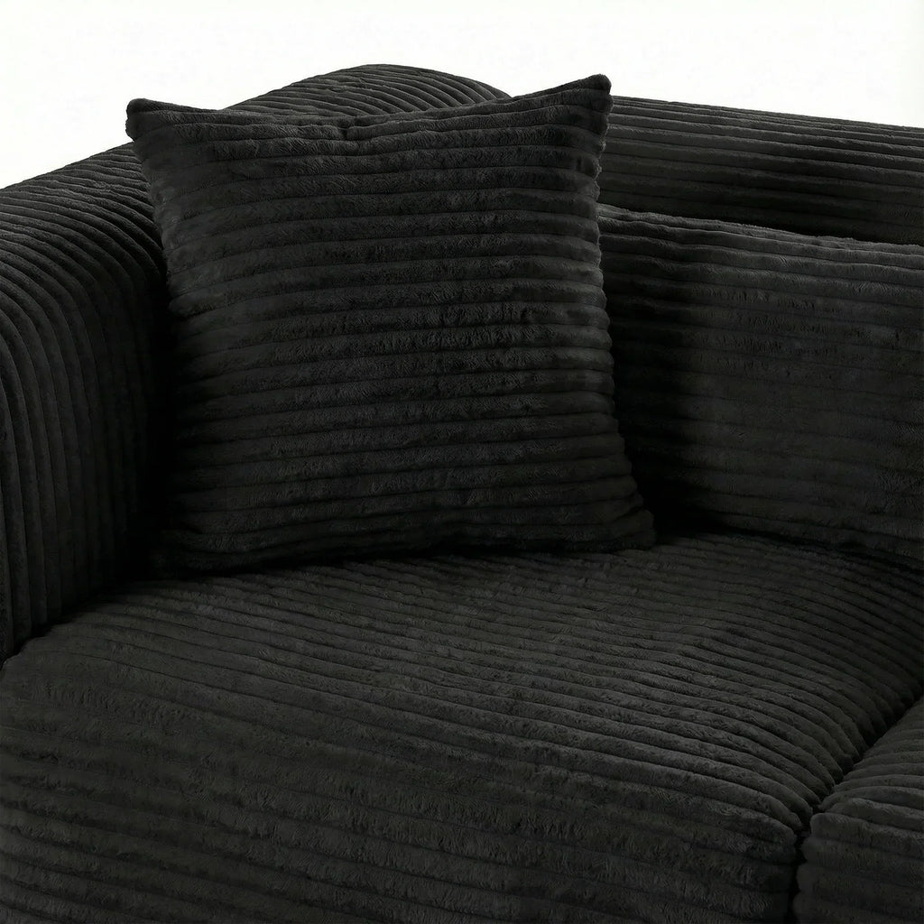 Tarra 4-Piece Fluffy Oversized Performance Corduroy Modular U-Sectional
