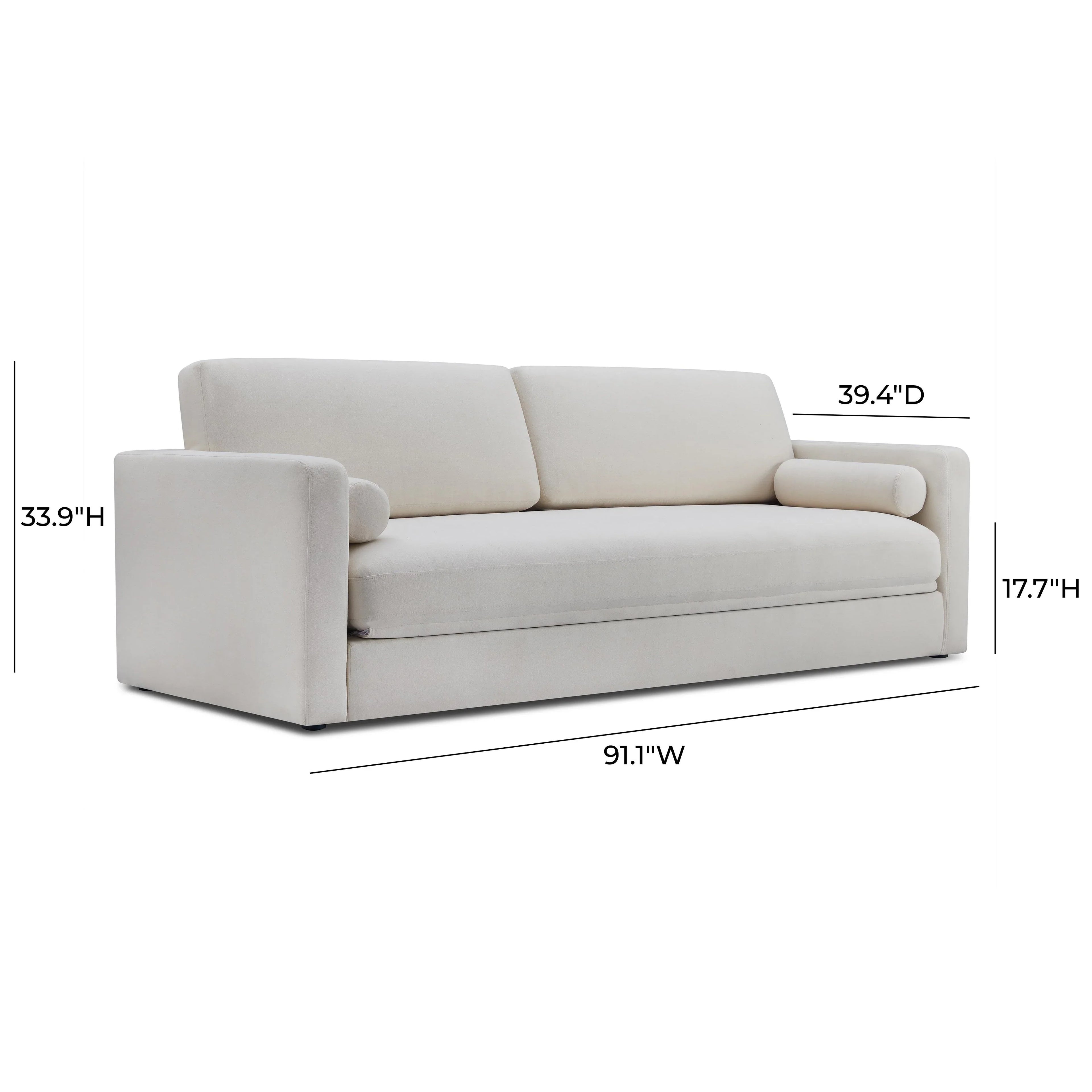 Ryan 91" Cream Upcycled Performance Linen Sofa Bed