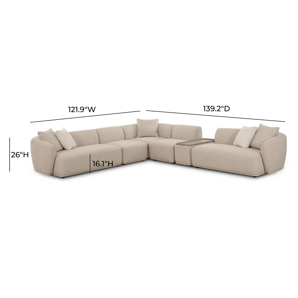 Sylvie 6-Piece Cream Performance Boucle Large Sectional