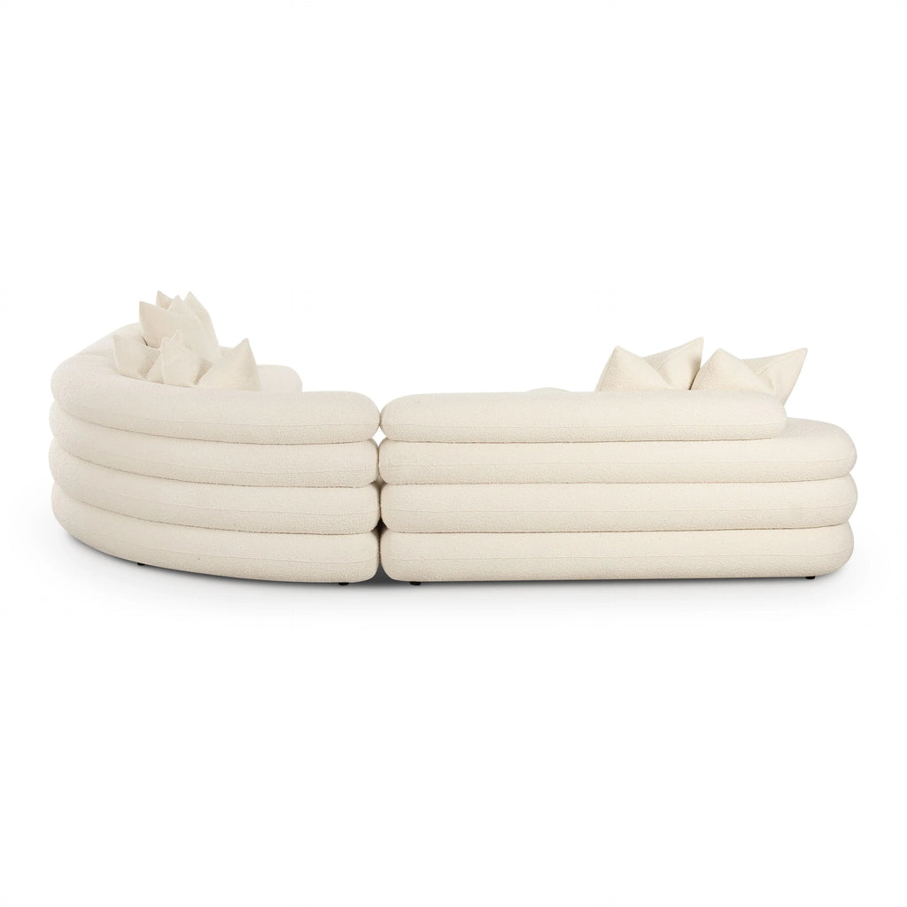 Lulu 3-Piece Cream Performance Boucle Modular Curved L-Sectional