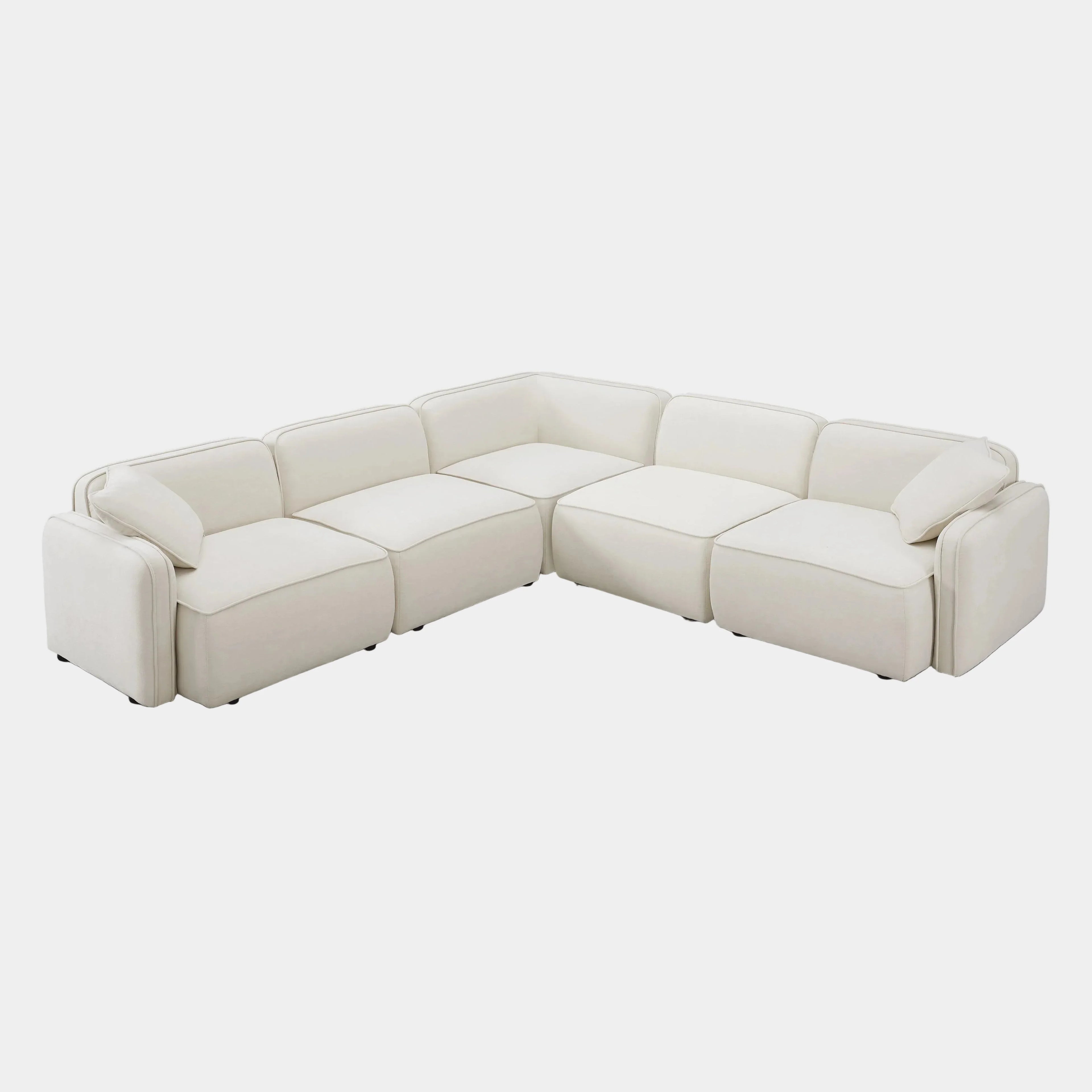 Travie 5-Piece Sand Upcycled Performance Linen Modular L-Sectional