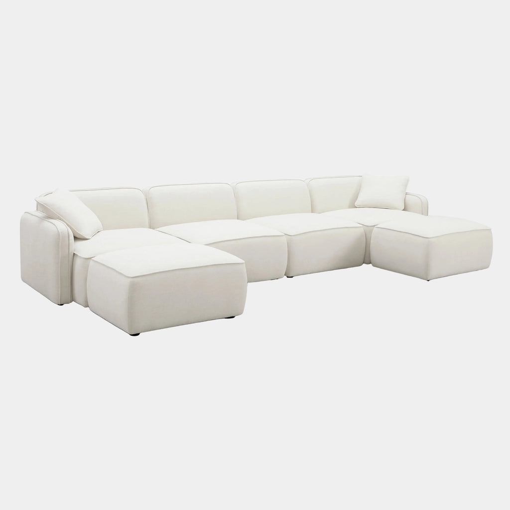Travie 6-Piece Sand Upcycled Performance Linen Modular U-Sectional