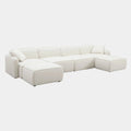 Travie 6-Piece Sand Upcycled Performance Linen Modular U-Sectional