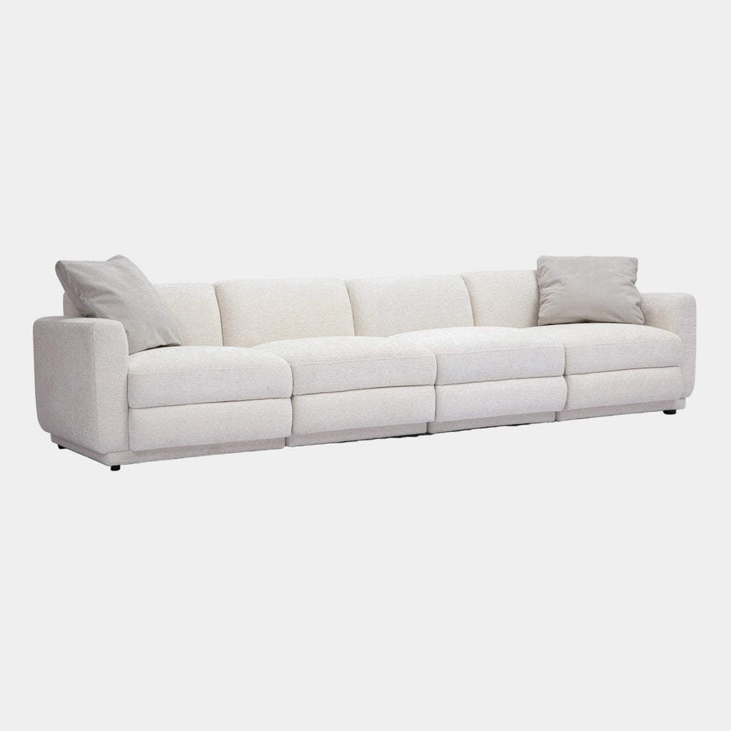 Perry 124" Cream Performance Chenille Modular Long Sofa