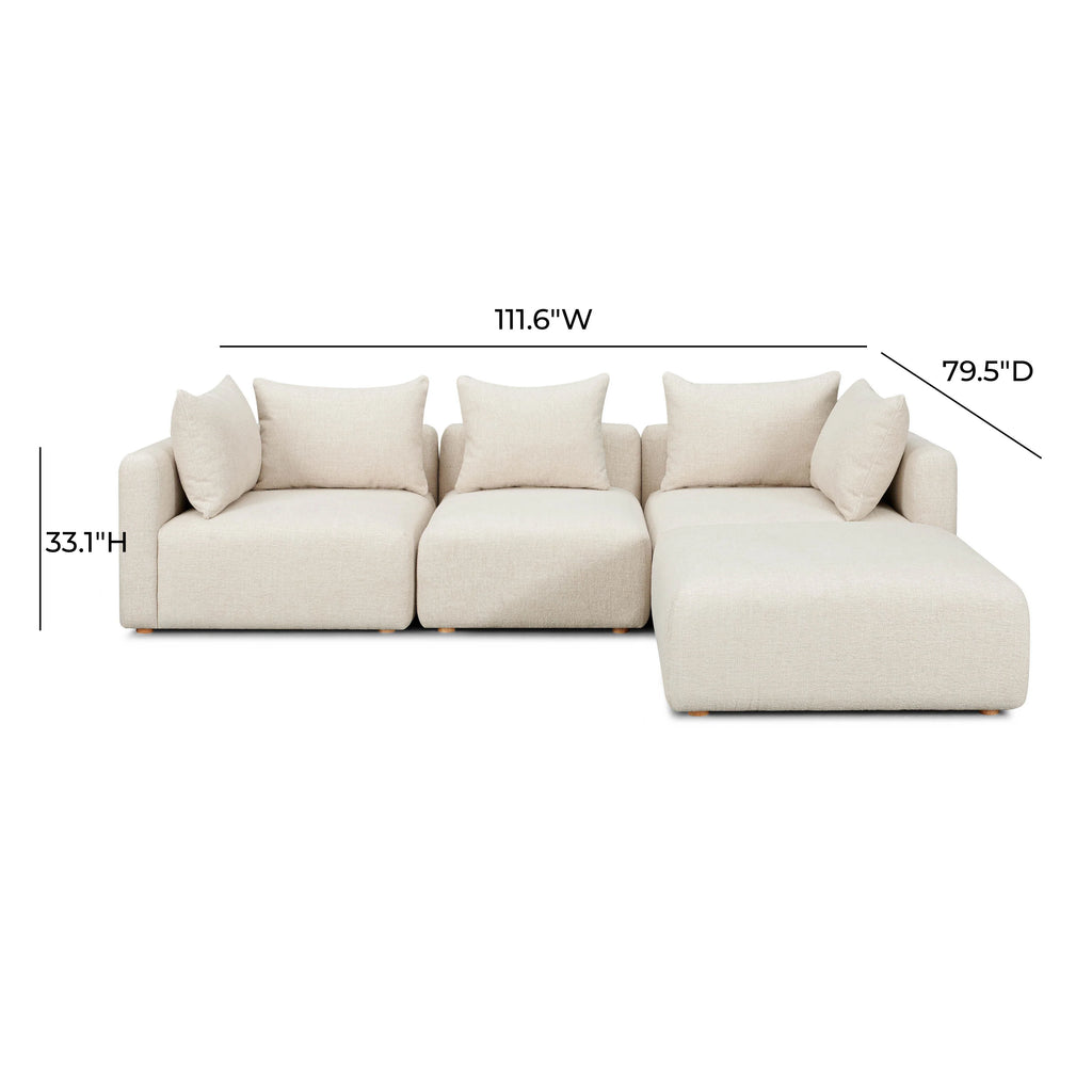 Hangover 4-Piece Contract-Grade Textured Fabric Modular Sectional