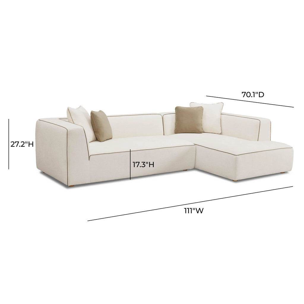 Tristine 2-Piece Cream Contract-Grade Linen L-Shaped Sectional