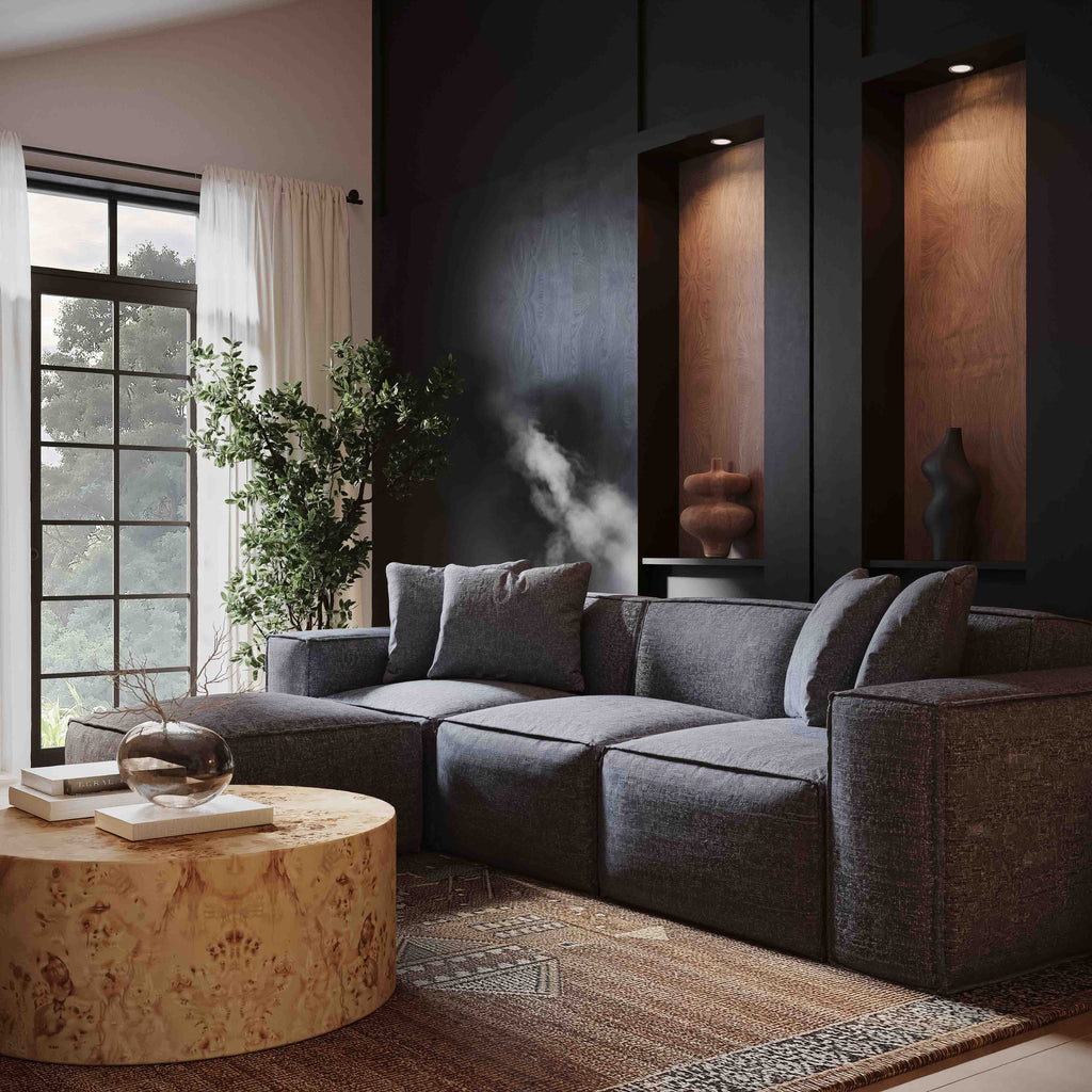 Mindy 115" Performance Chenille Basketweave Modular Sofa