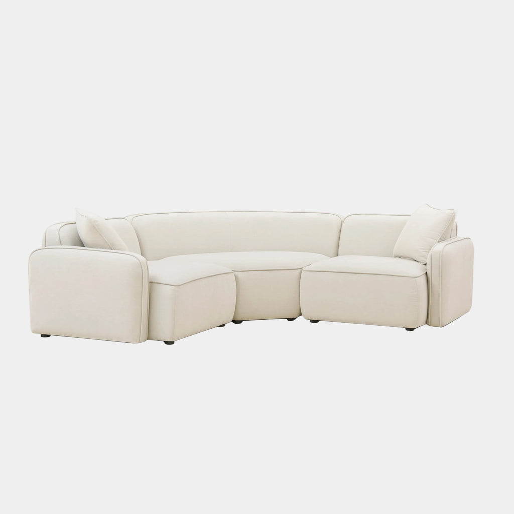 Travie 3-Piece Sand Upcycled Performance Linen Modular L-Sectional