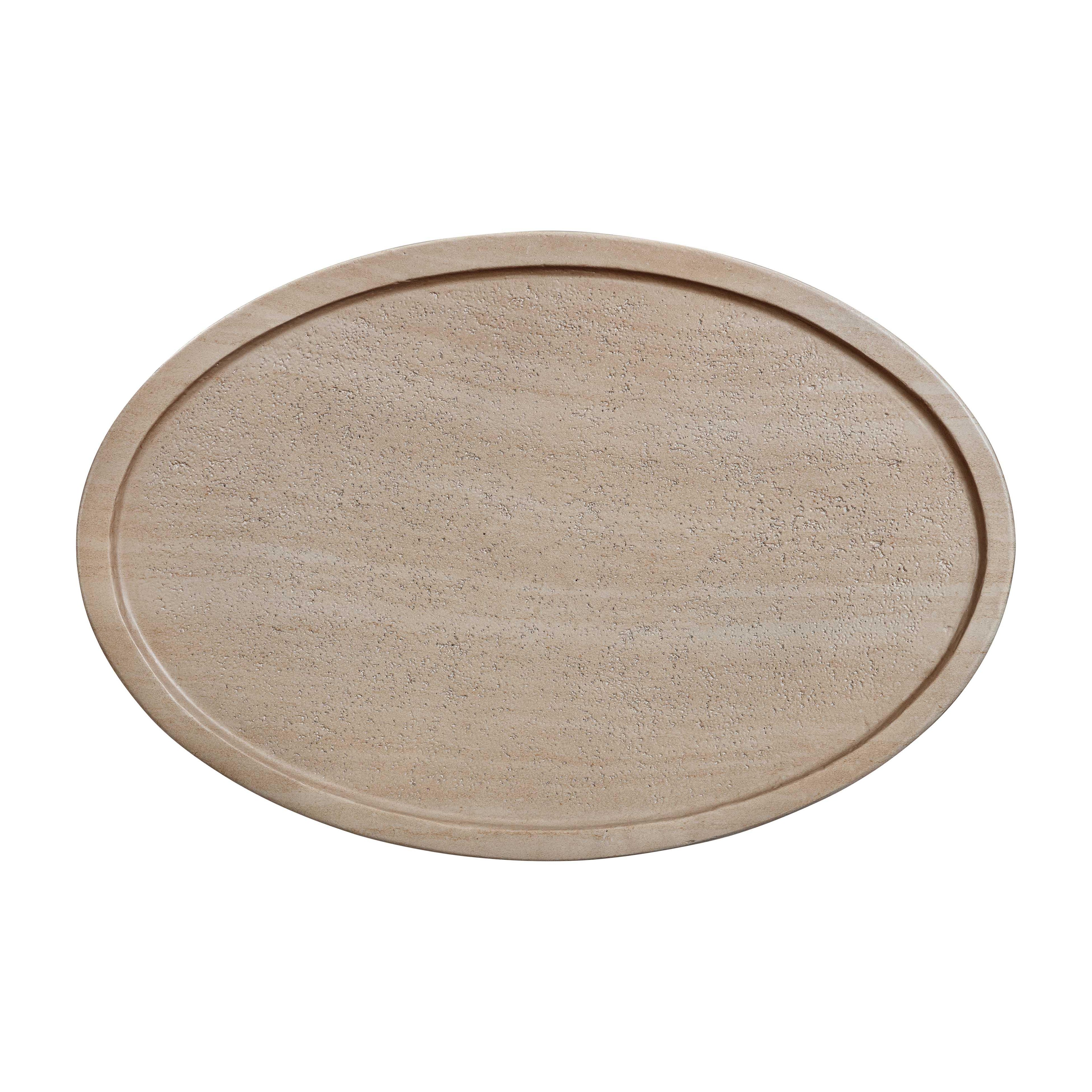 Eclipse Textured Faux Travertine Indoor/Outdoor Side Table