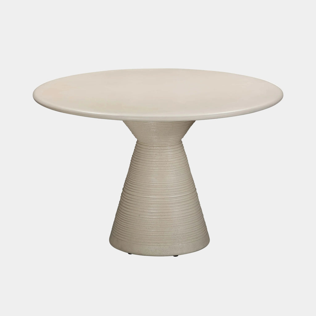 Fern 47" Beige Textured Faux Plaster Concrete Indoor / Outdoor Round Dining Table