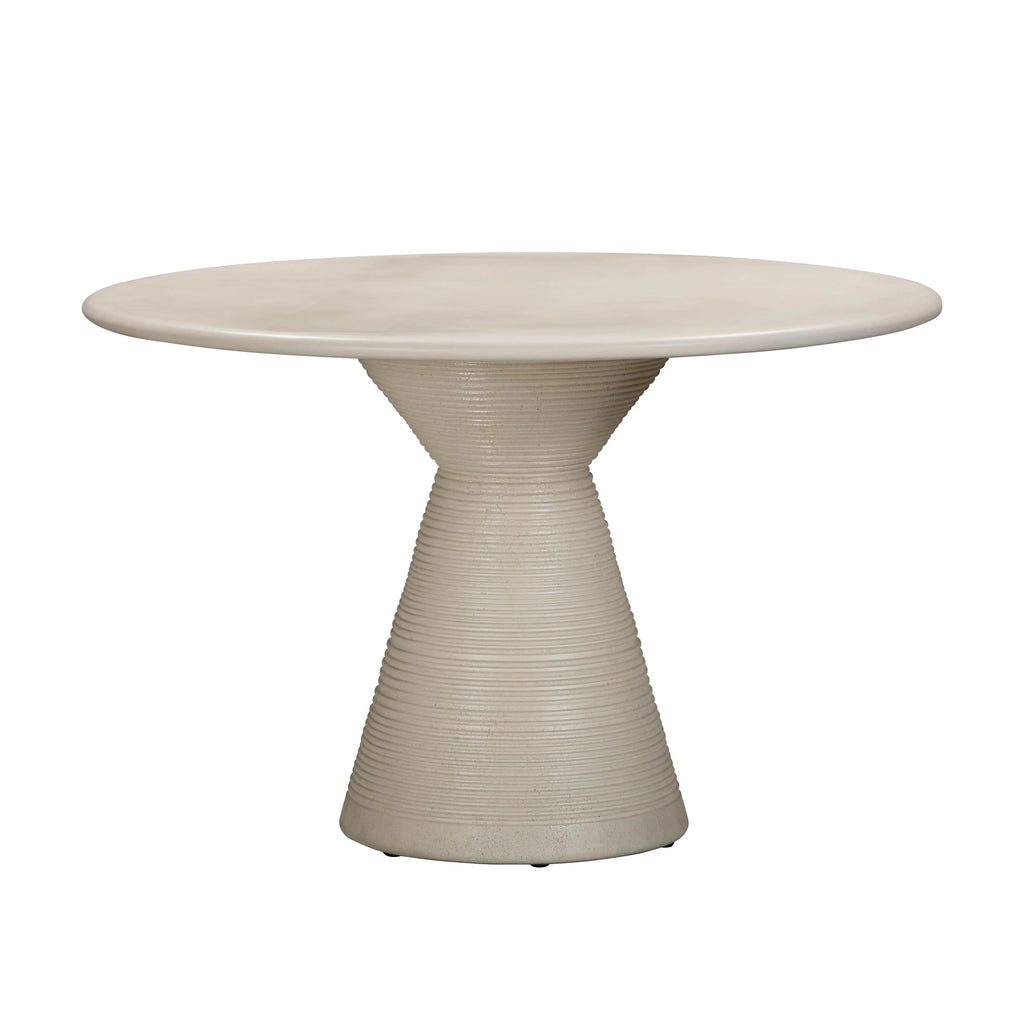 Fern 47" Beige Textured Faux Plaster Concrete Indoor / Outdoor Round Dining Table