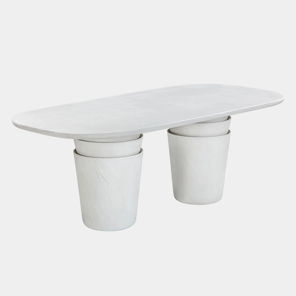 Margot 83" Light Grey Faux Plaster Indoor/Outdoor Concrete Oval Dining Table