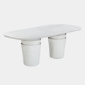Margot 83" Light Grey Faux Plaster Indoor/Outdoor Concrete Oval Dining Table