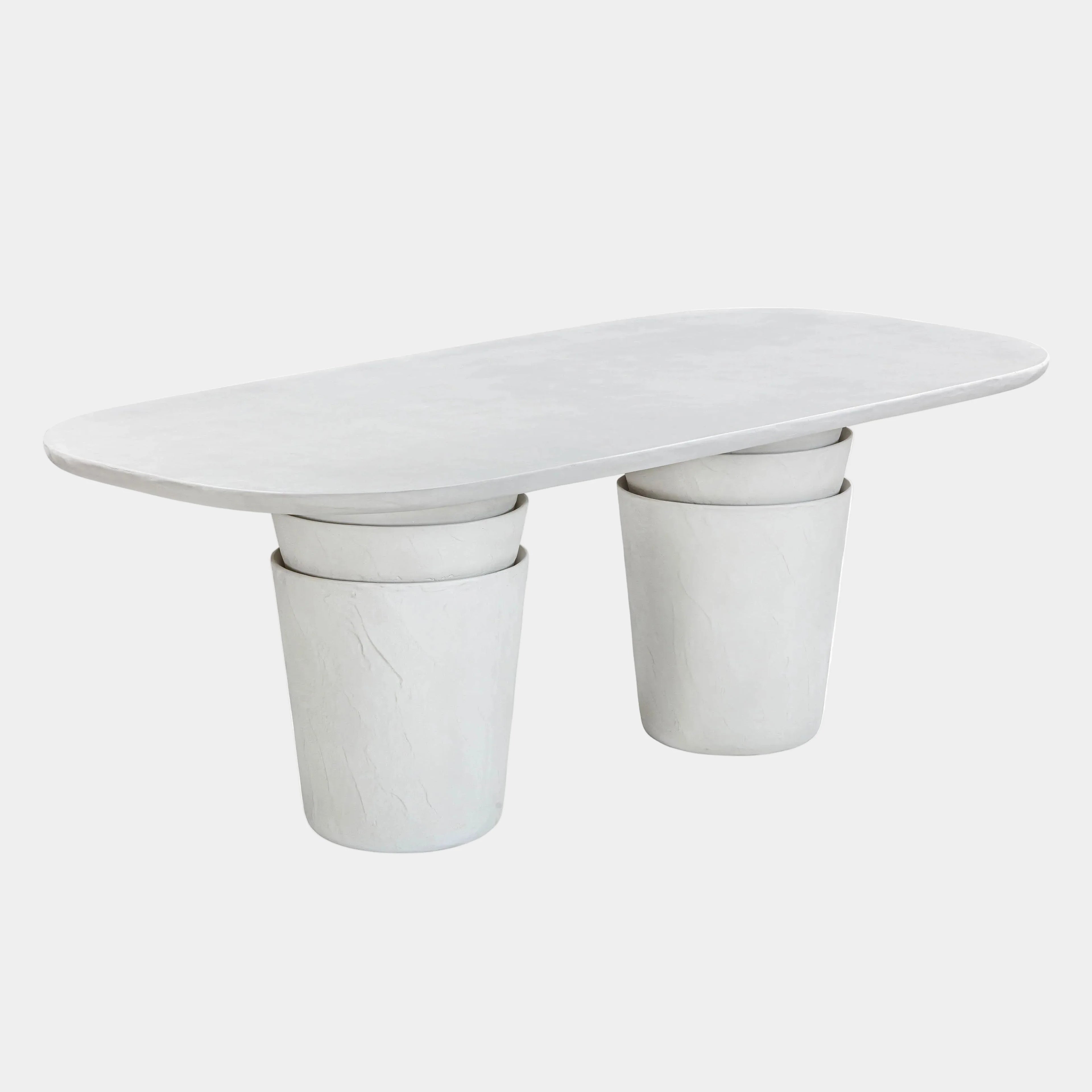 Margot 83" Light Grey Faux Plaster Indoor/Outdoor Concrete Oval Dining Table