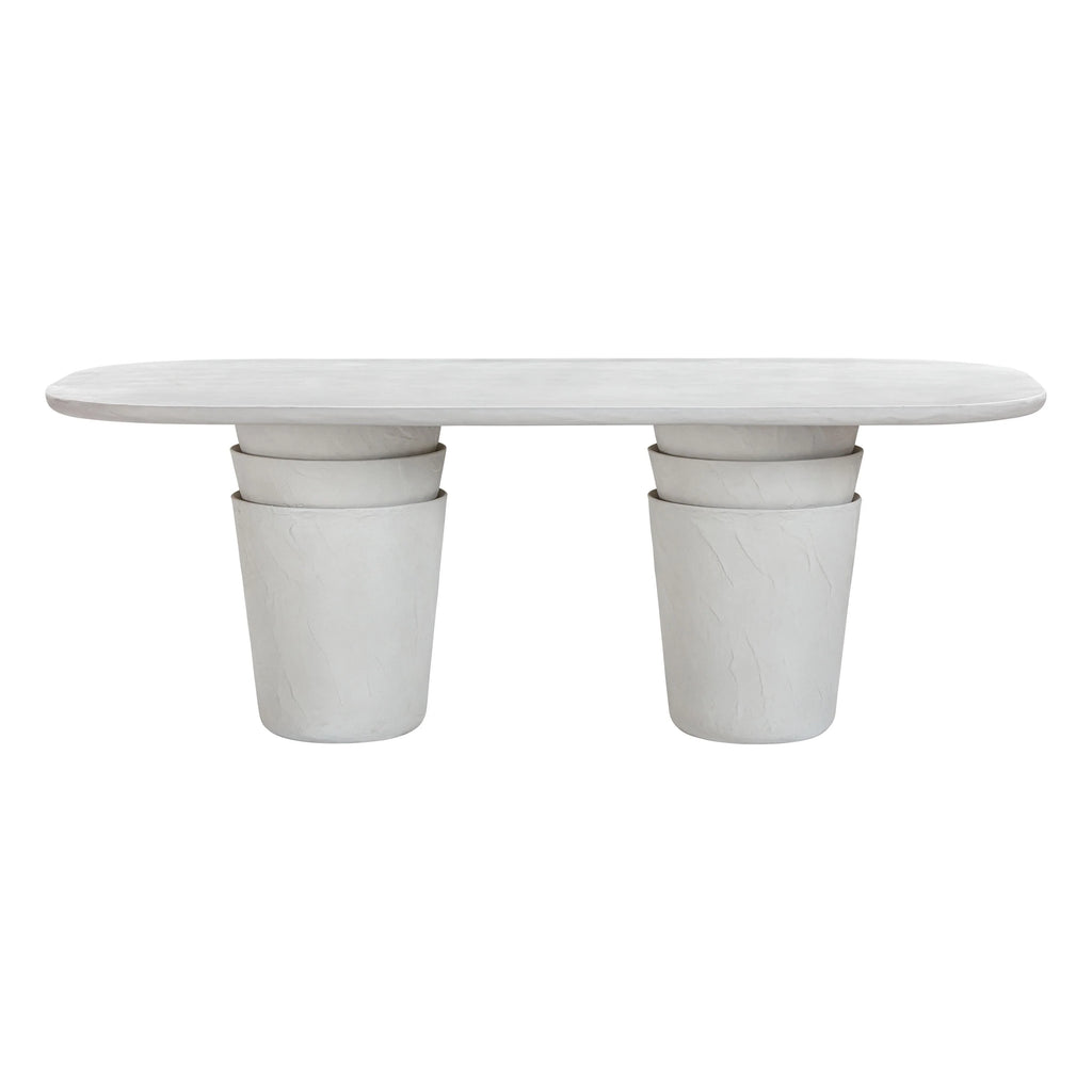 Margot 83" Light Grey Faux Plaster Indoor/Outdoor Concrete Oval Dining Table