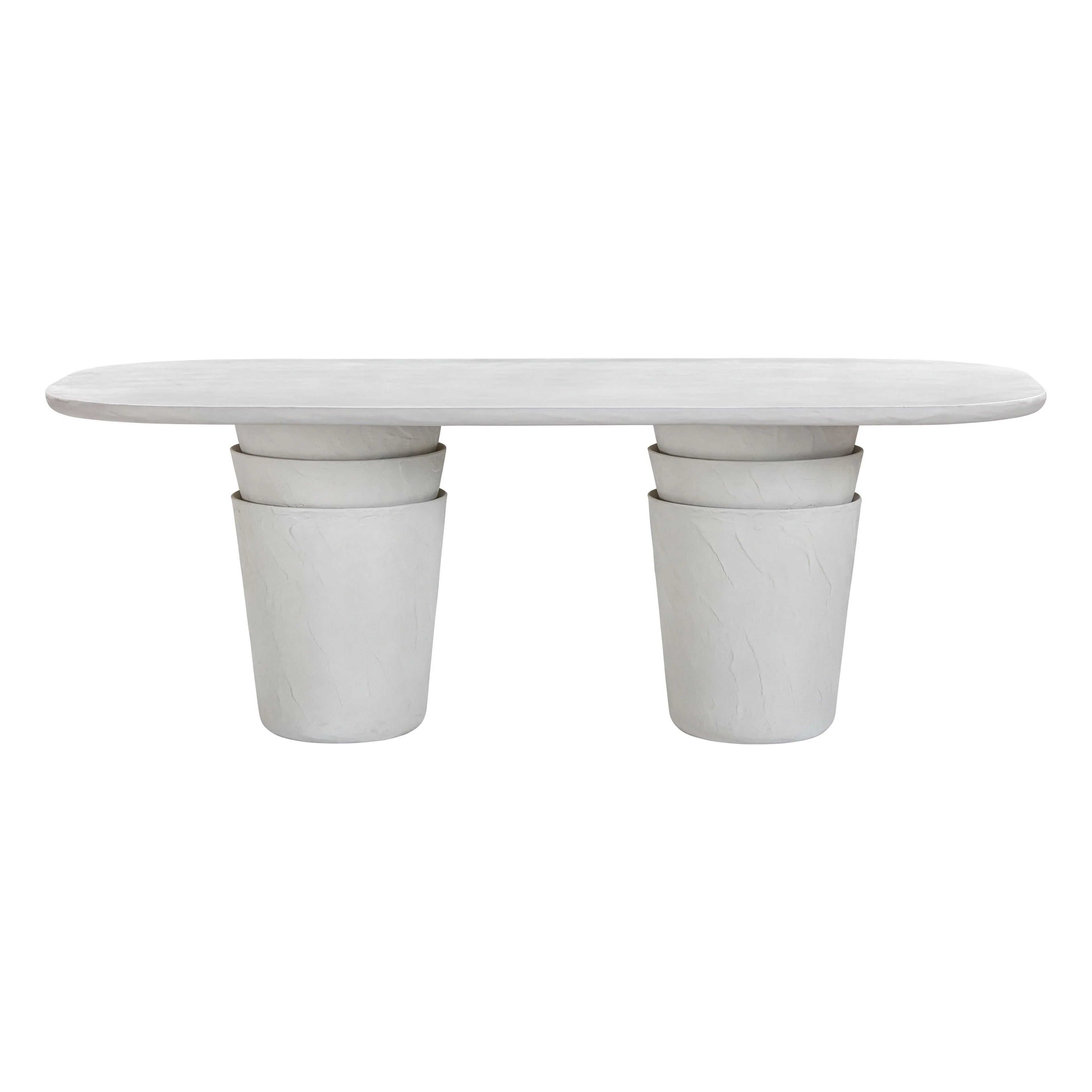 Margot 83" Light Grey Faux Plaster Indoor/Outdoor Concrete Oval Dining Table
