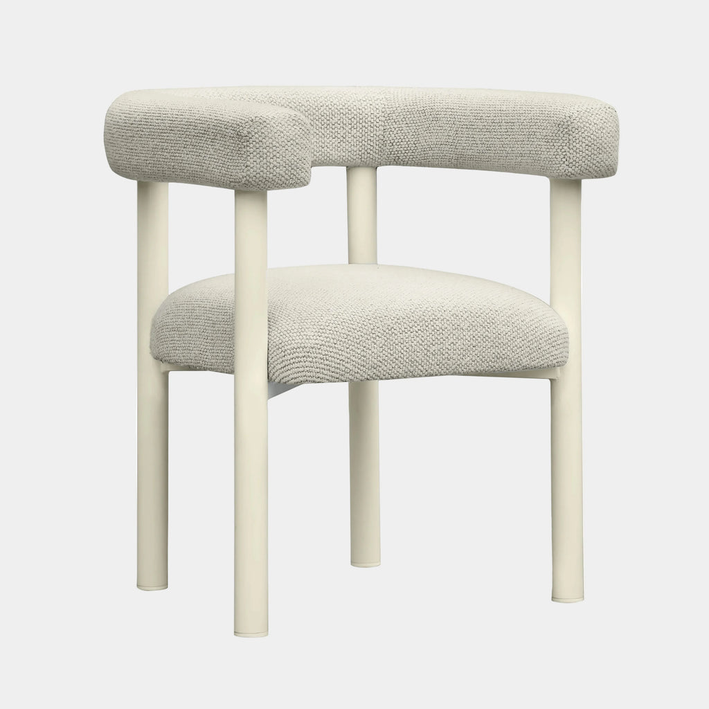 Jackie Cream Textured Contract-Grade Fabric Outdoor Dining Chair