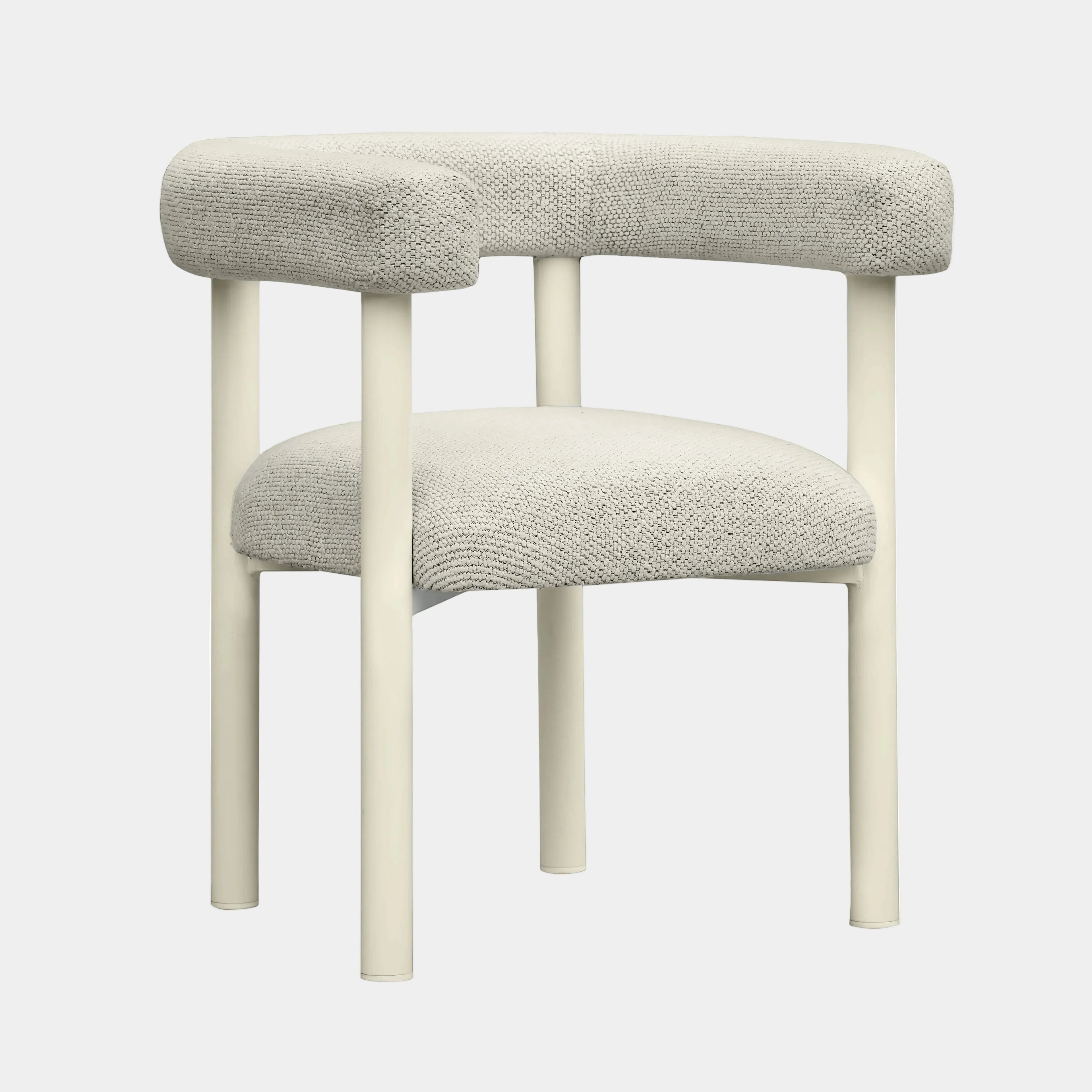Jackie Cream Textured Contract-Grade Fabric Outdoor Dining Chair