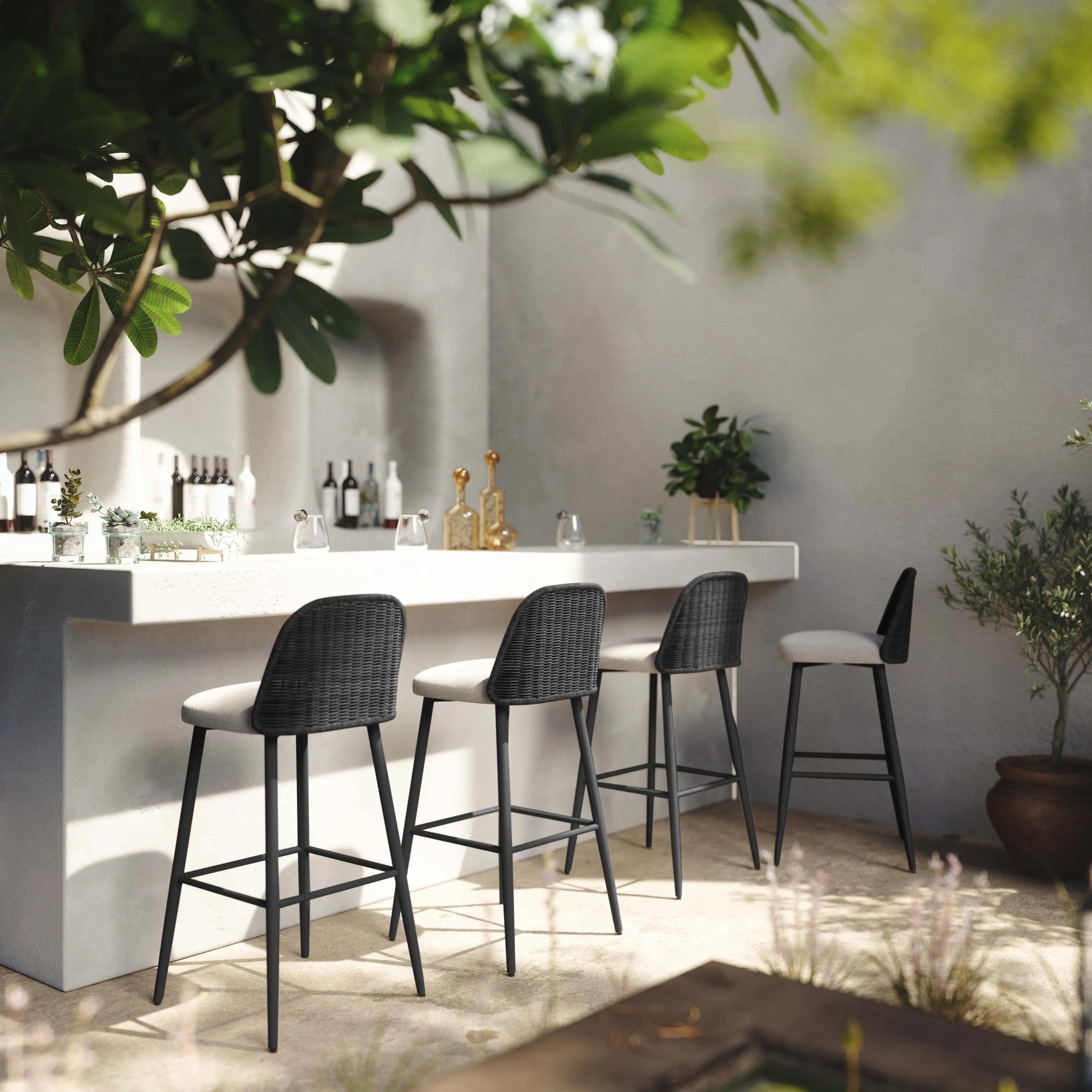 Alexa Performance Fabric Outdoor Stool