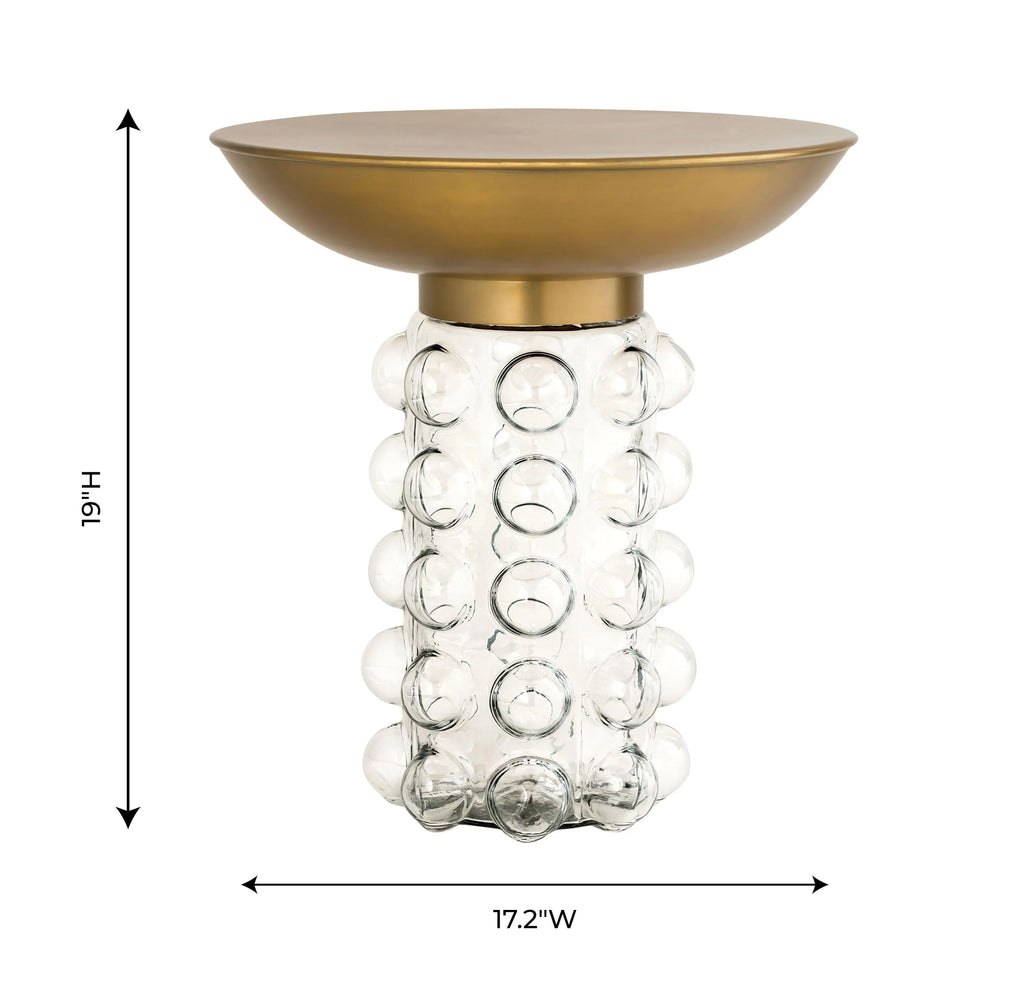 Bubble Glass and Brass Side Table