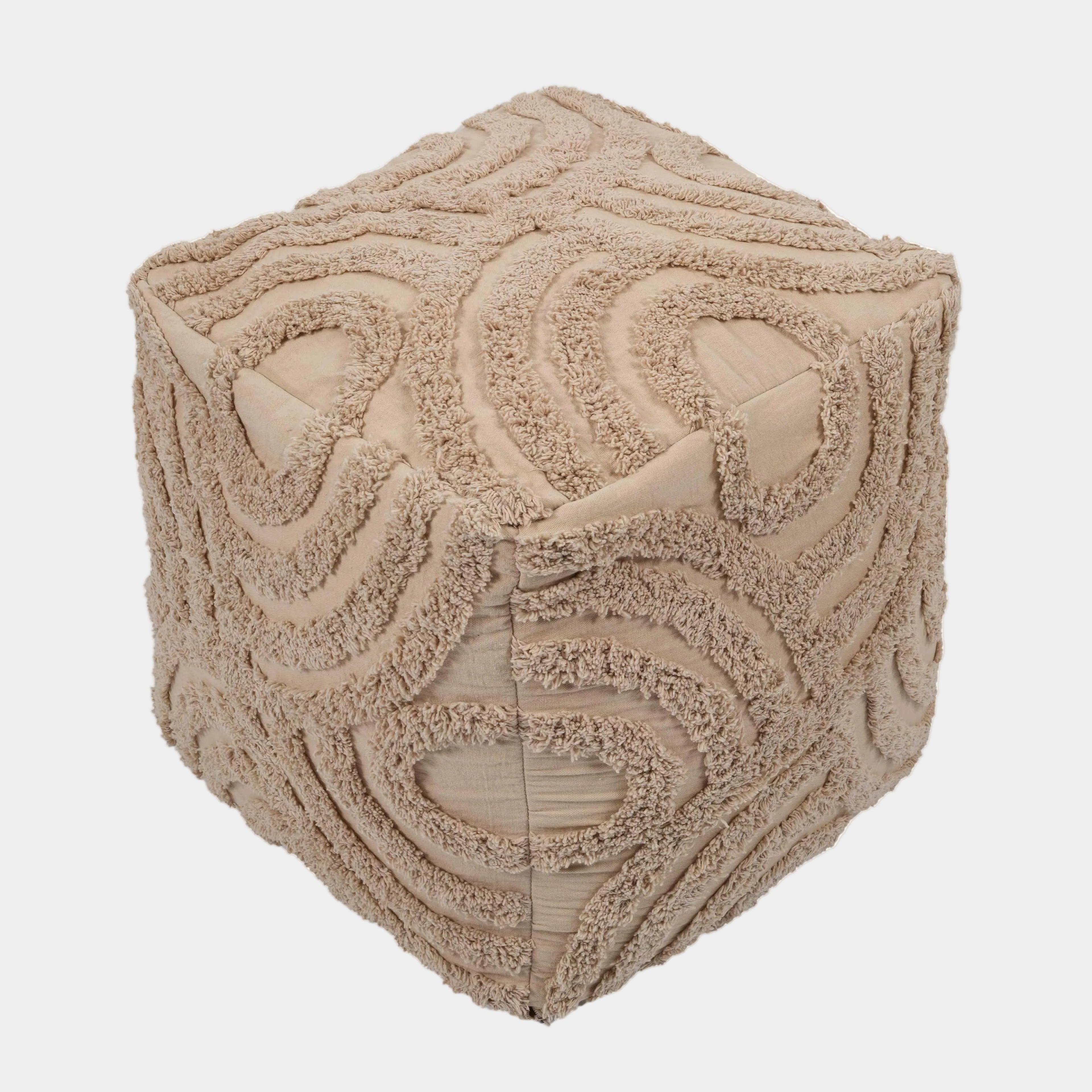 Miranda Beige Knitted Pouf