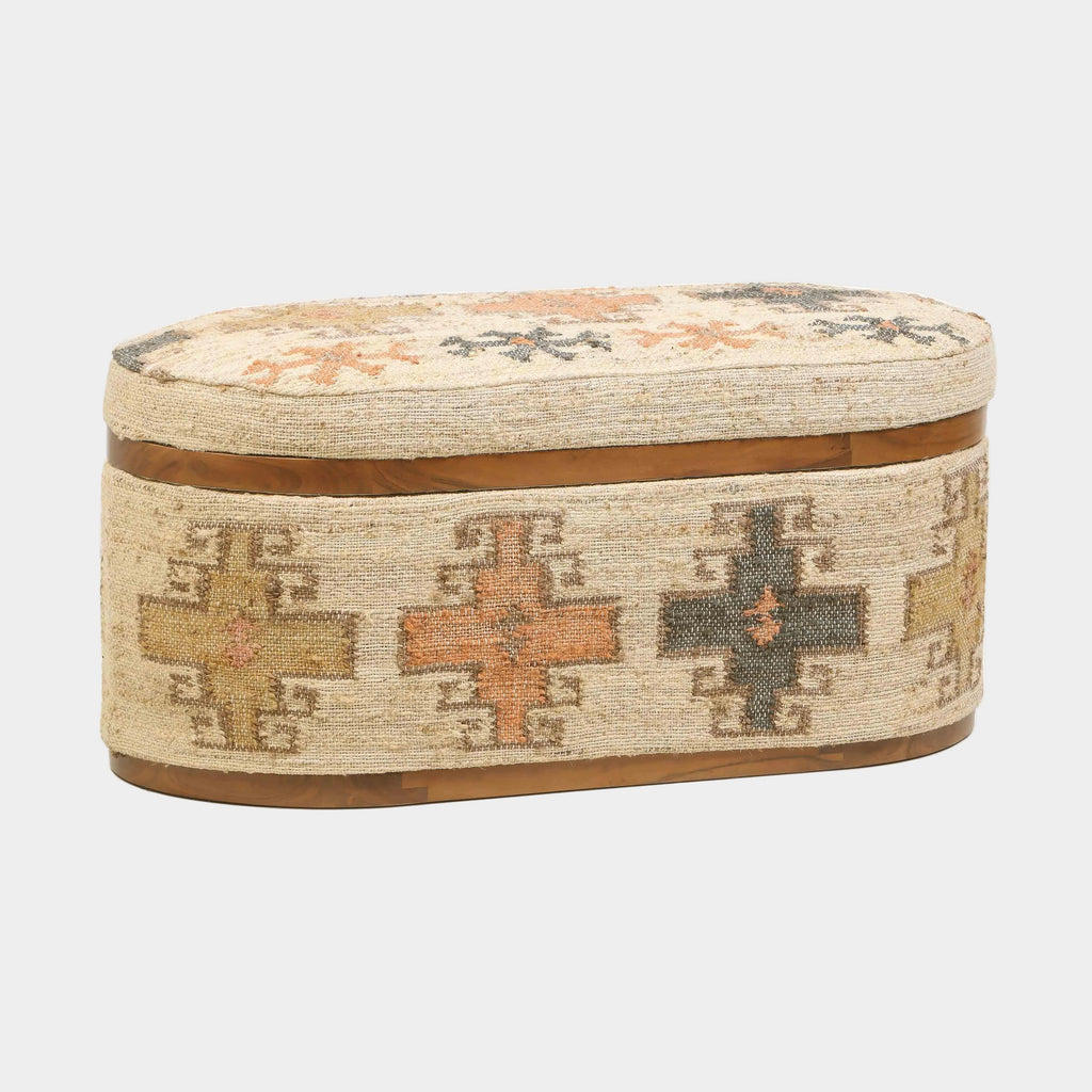 Olivier 41" Cotton Oval Storage Ottoman