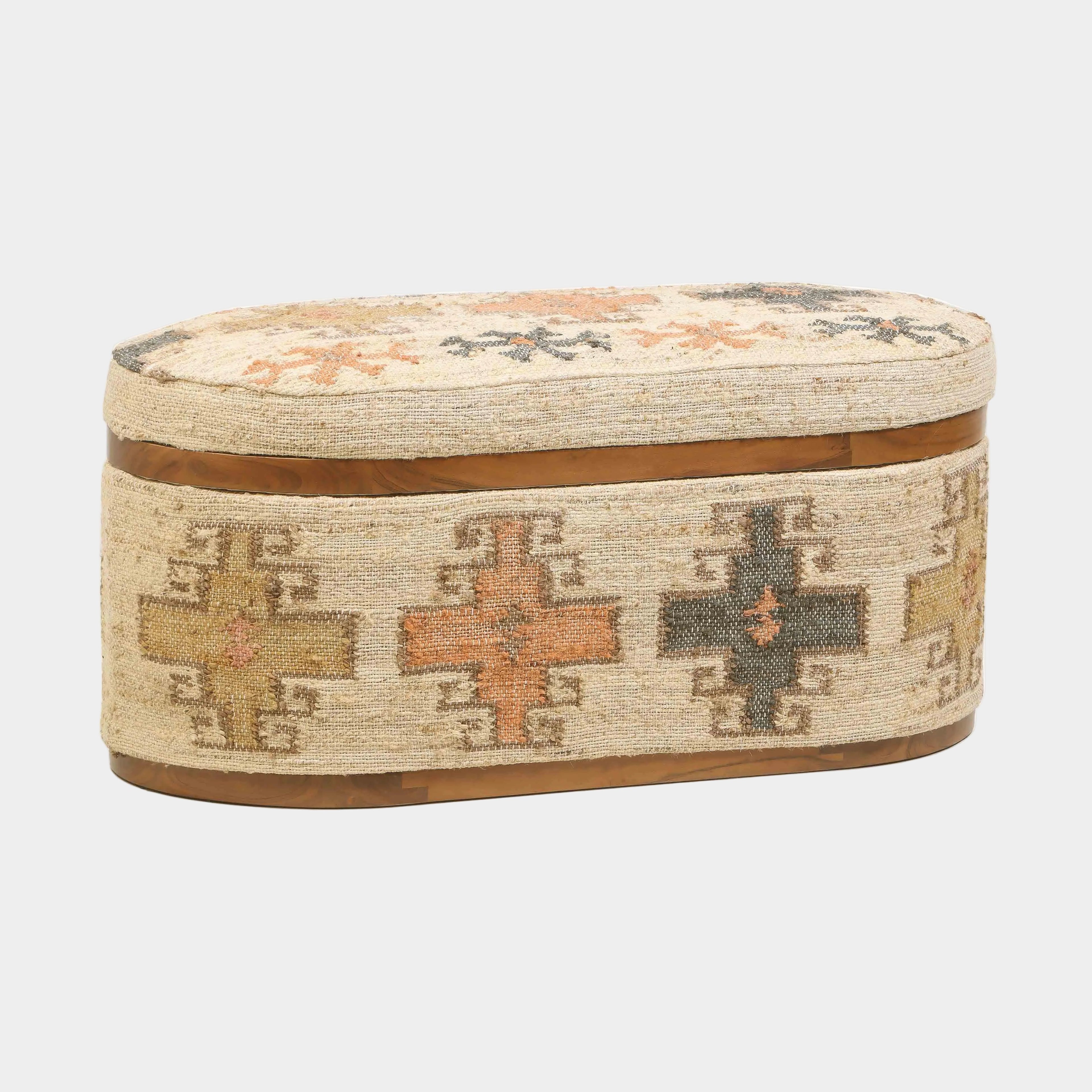 Olivier 41" Cotton Oval Storage Ottoman