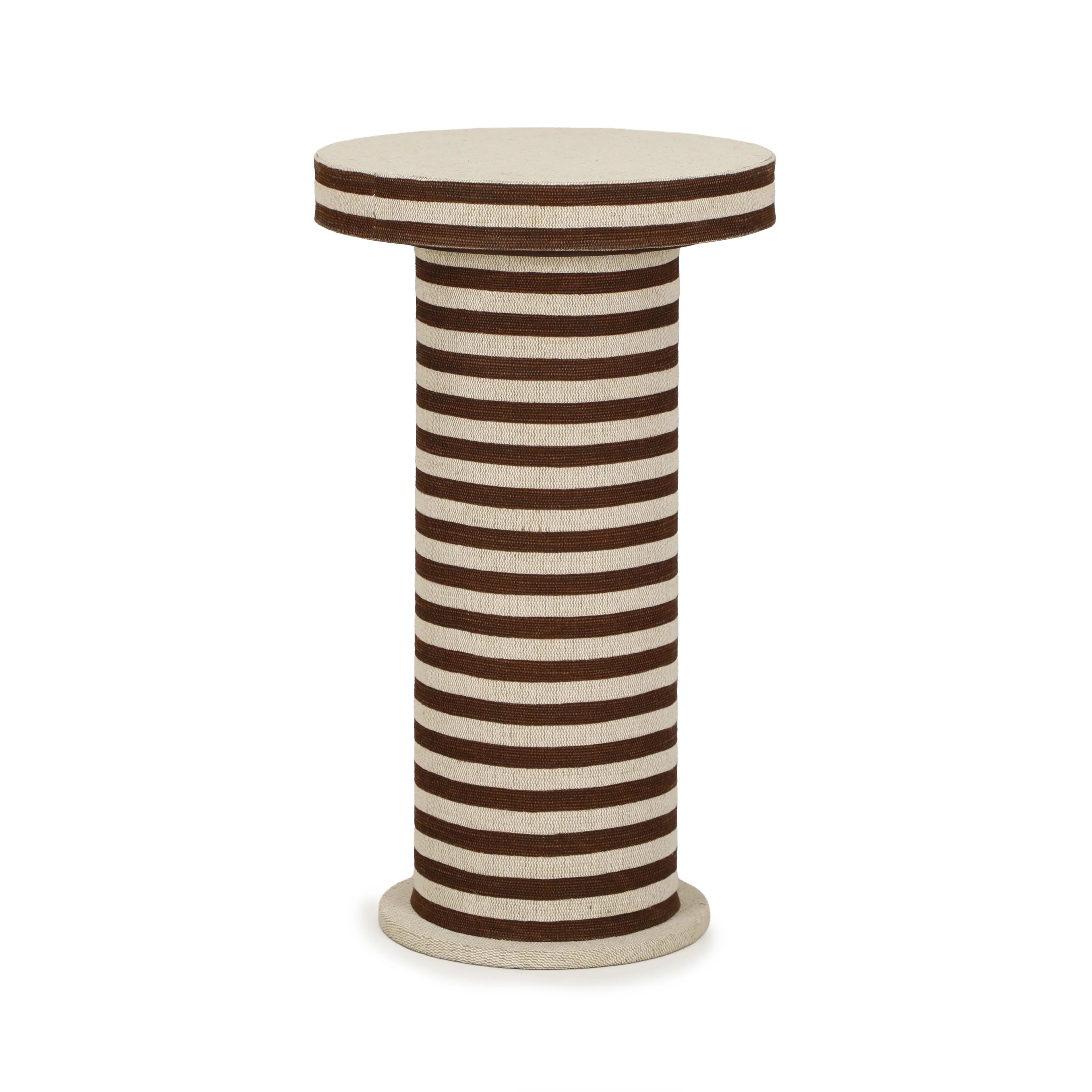 Lyra Natural Striped Cotton Jute Contract-Grade Side Table