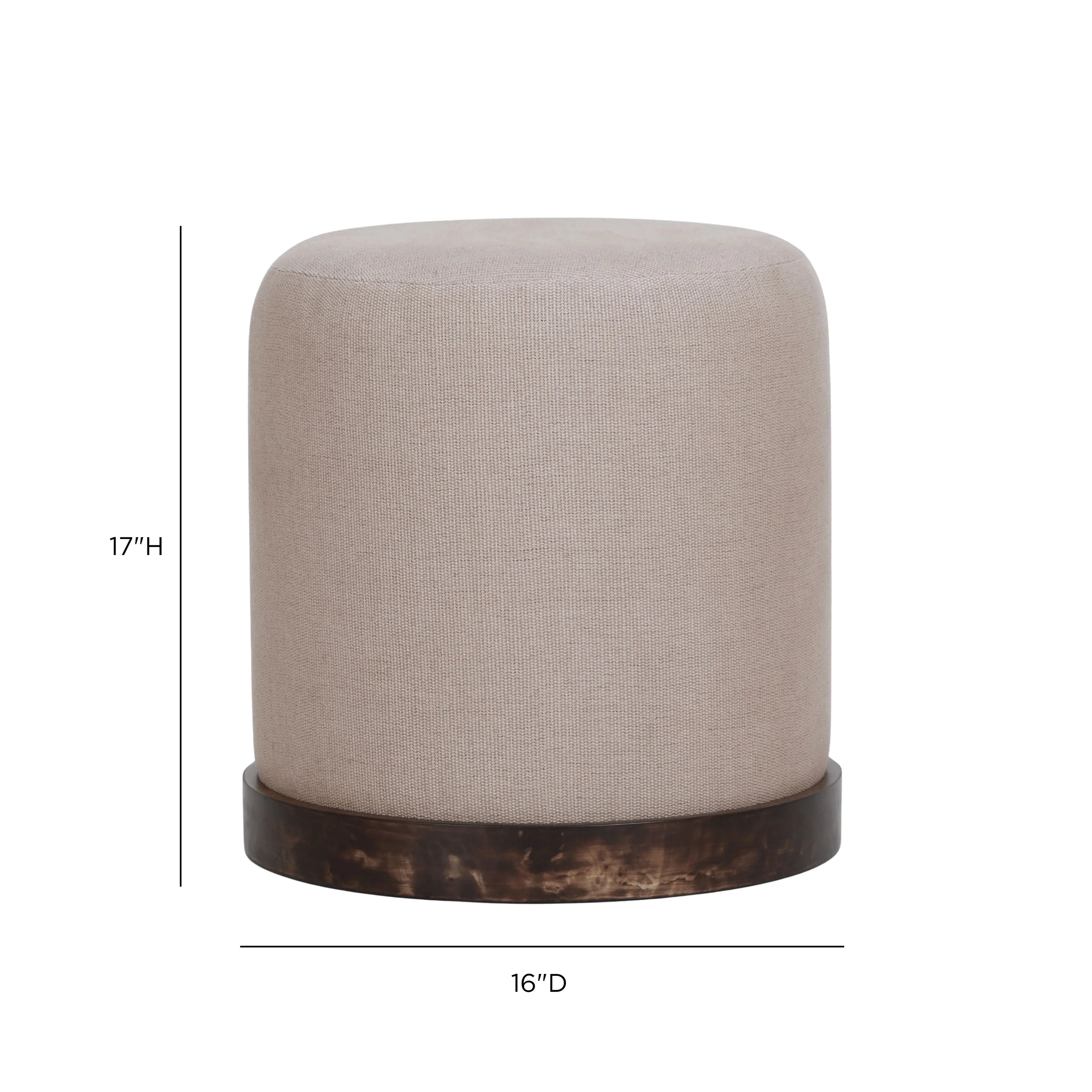 Como Burl and Cotton Jute Contract-Grade Accent Stool