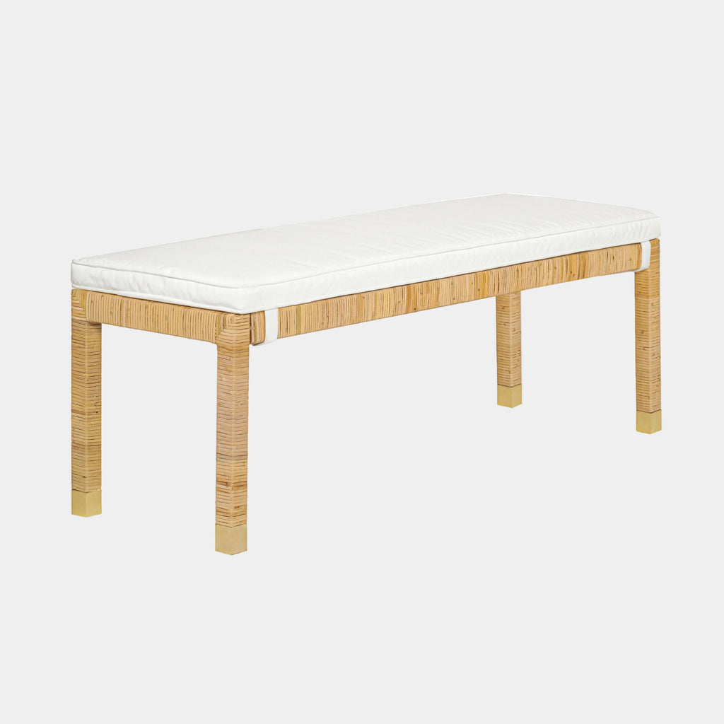 Amara 50" Woven Rattan Performance Fabric Bench