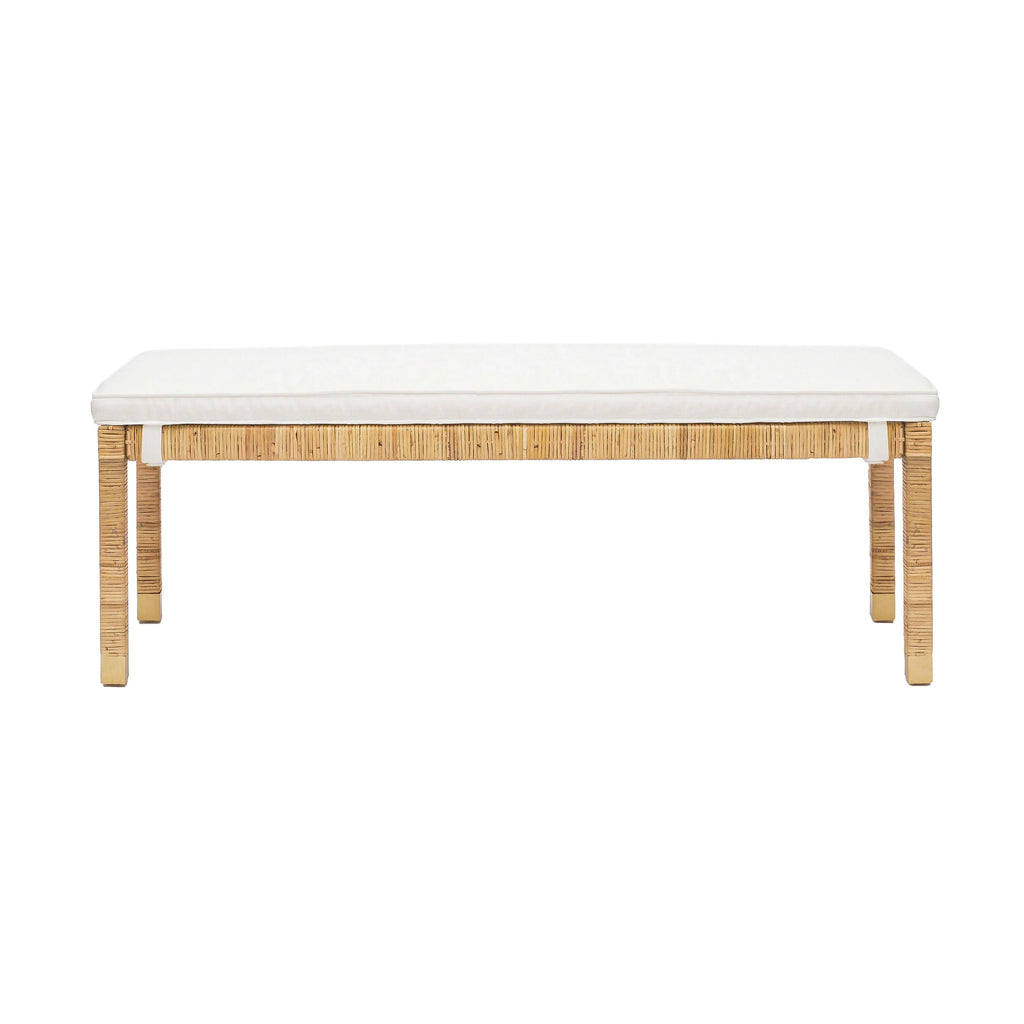 Amara 50" Woven Rattan Performance Fabric Bench